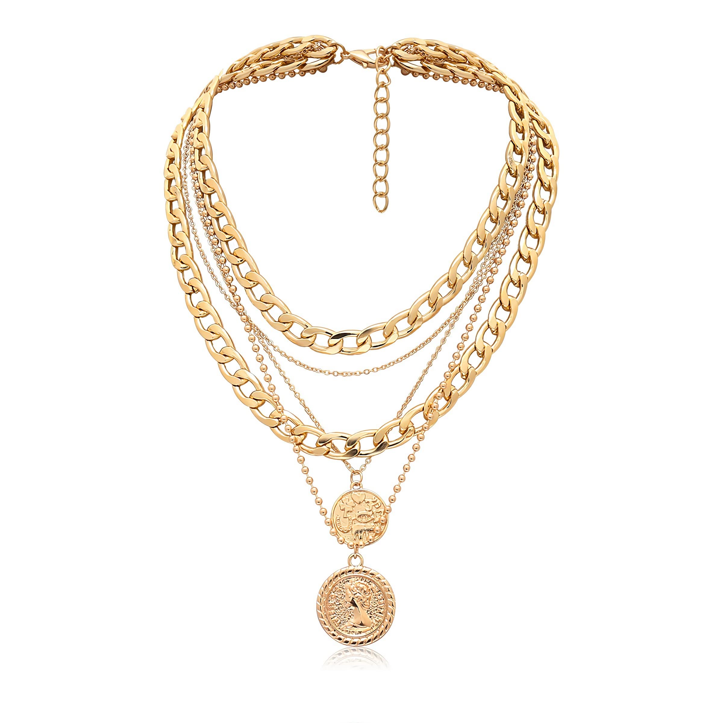 Mieduaxy 18K Gold Plated Dainty Layered Choker Necklace for Women - Adjustable Initial Pendant Chain with Square & Round Charms, Handmade Gold Jewelry Gift for Birthday, Anniversary & Valentine's Day - Perfect for Casual Wear, Date Nights & Special Occasions