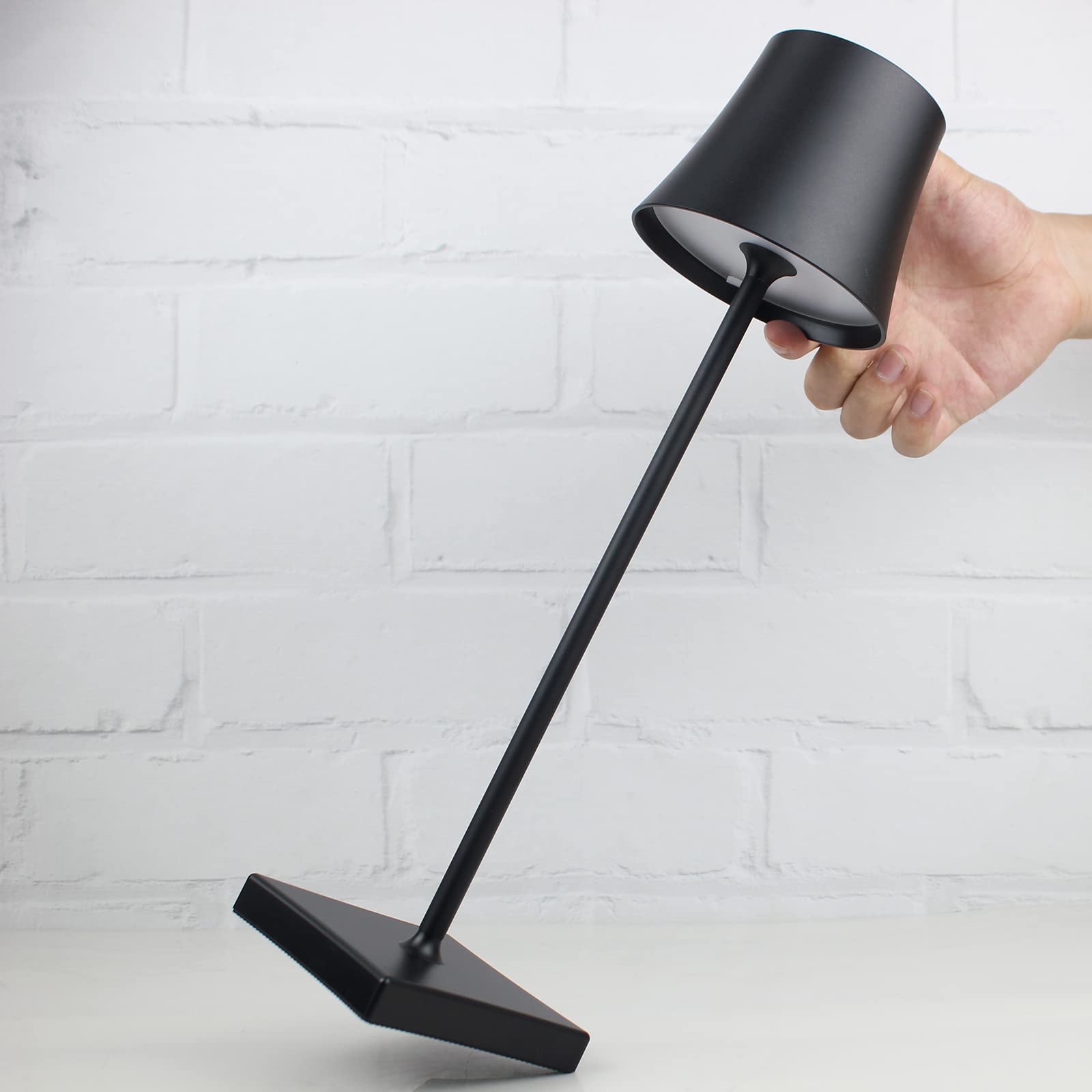 Rechargeable LED Cordless Table Lamp - 5200mAh Battery Operated Desk Light with Touch Dimming, Portable Mini Bedside Lamp for Home, Bedroom, Office, Outdoor, Restaurant & Garden Use (Black)