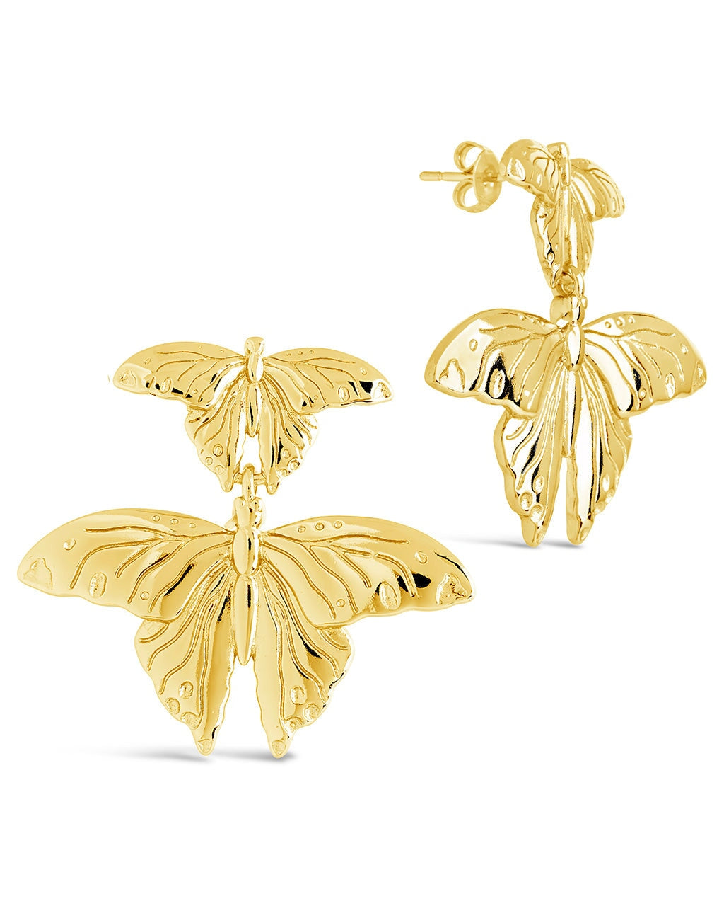 Rowena Butterfly Drop Stud Earrings for Women - Elegant Gold Plated Dangle Earrings for Daily Wear, Party & Wedding - Hypoallergenic Fashion Jewelry Gift