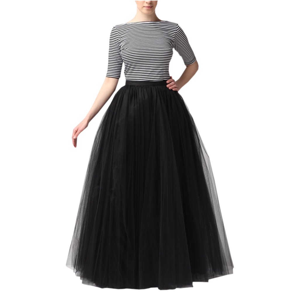 Lisong Women's Floor Length Layered Tulle A-Line Tutu Party Skirt - Elegant Prom, Wedding, Quinceañera & Ball Gown for Special Occasions