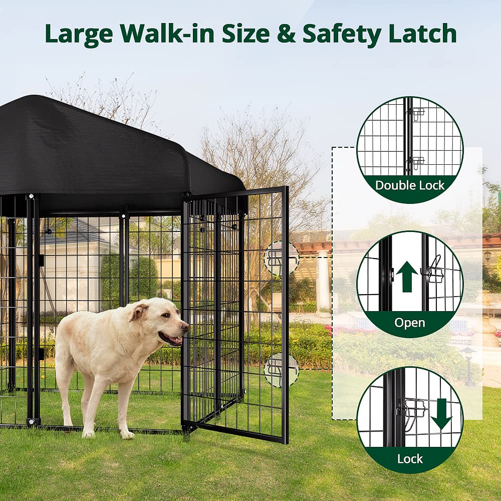 **PawGiant 4ft x 4ft x 4.5ft Outdoor Dog House - Waterproof Roof Cover, Durable Pet Kennel for Small & Medium Dogs - Indoor/Outdoor Dog Crate, Playpen & Enclosure for Backyard, Patio & Travel**