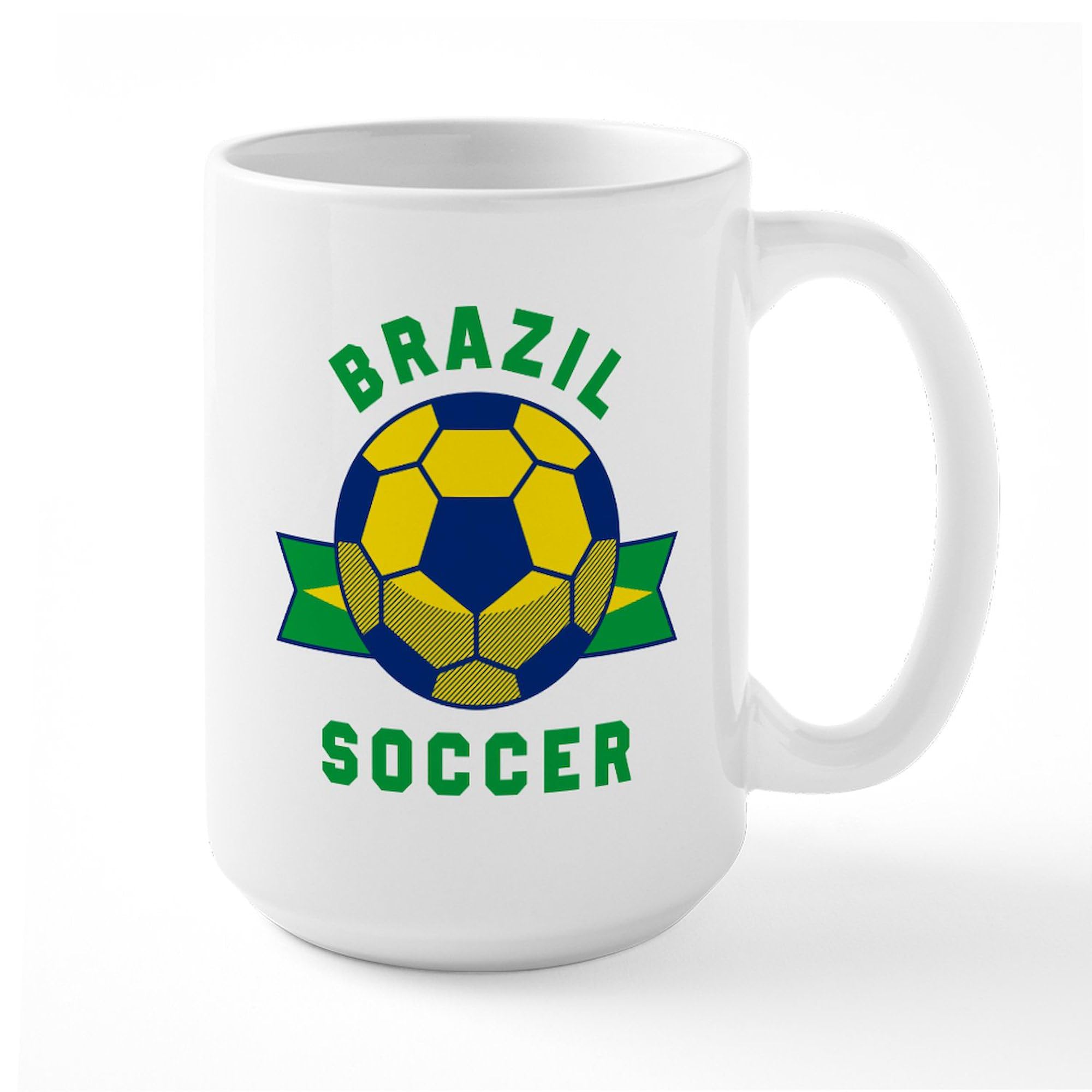Brazil Soccer Team 15 oz (444 ml) Ceramic Coffee Mug - Perfect for Soccer Fans, Morning Coffee & Office Use - Gift for Football Lovers & Sports Enthusiasts