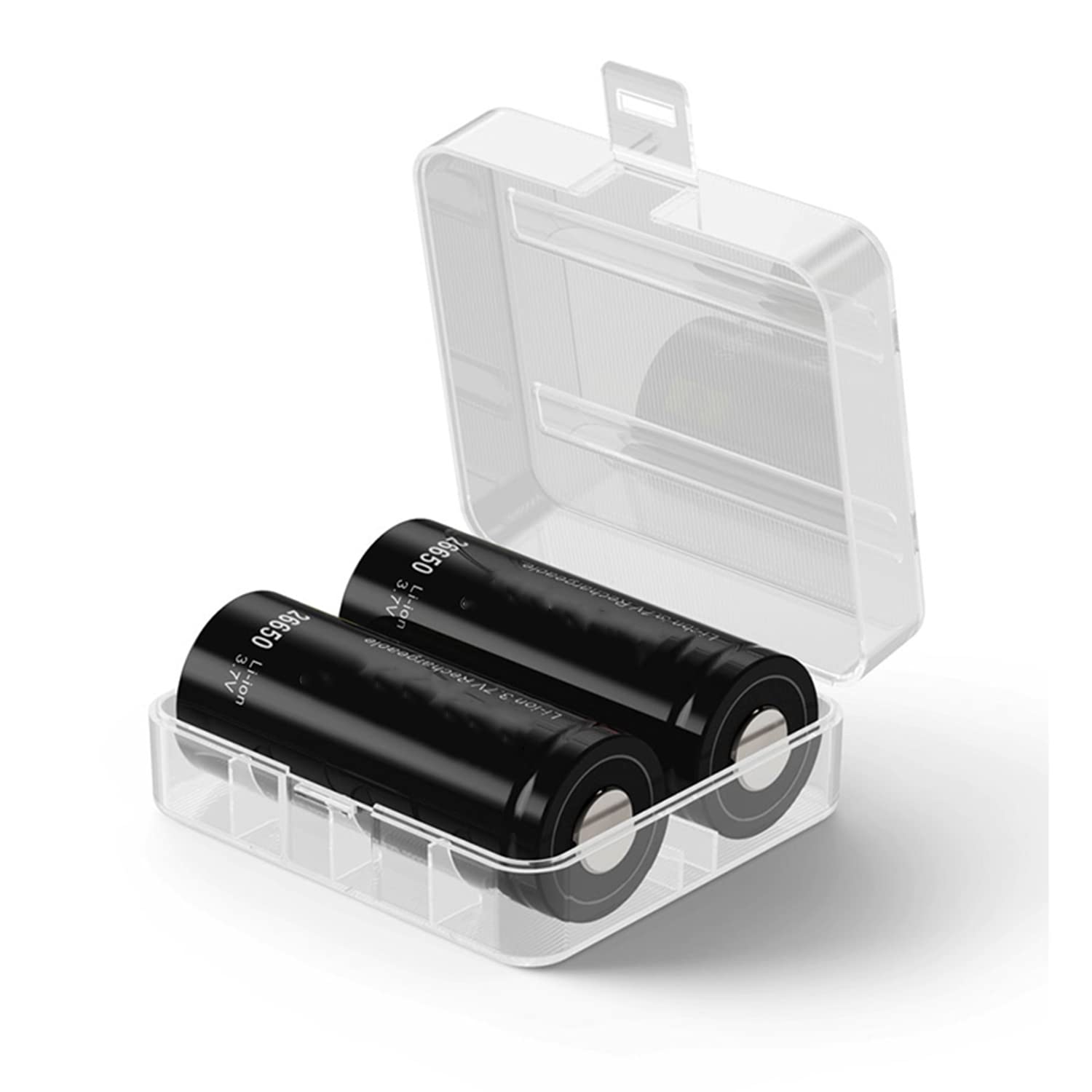 Heyiarbeit Clear 2-Pack 26650 Battery Storage Case Holder Box - Durable & Protective Organizer for Vape Mods, Flashlights, and Electronic Devices