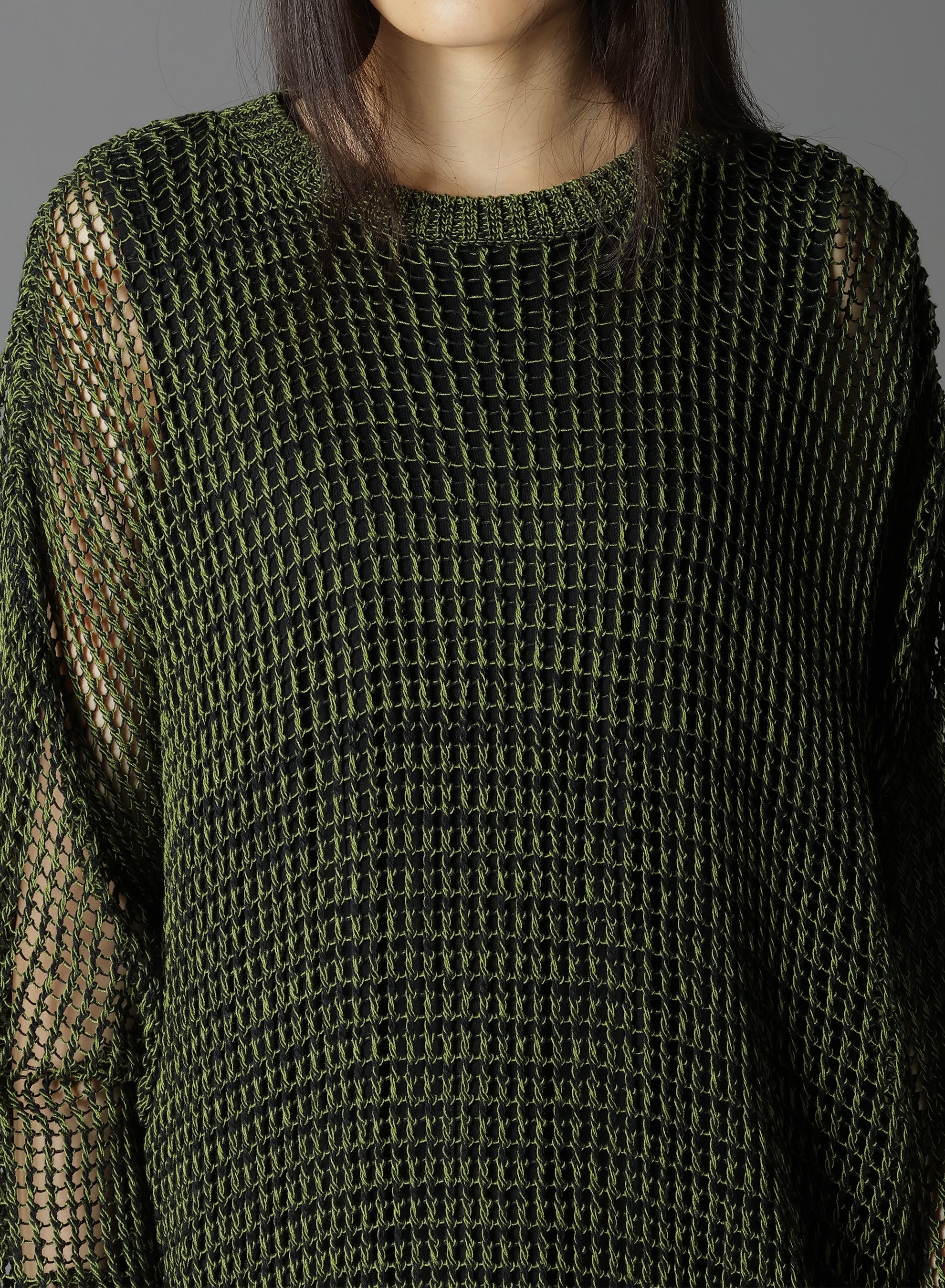**CODE YARN MESH CREW NECK KNIT SWEATER - Women's Casual Pullover Top for Fall & Winter - Perfect for Layering, Office Wear, and Weekend Outfits**