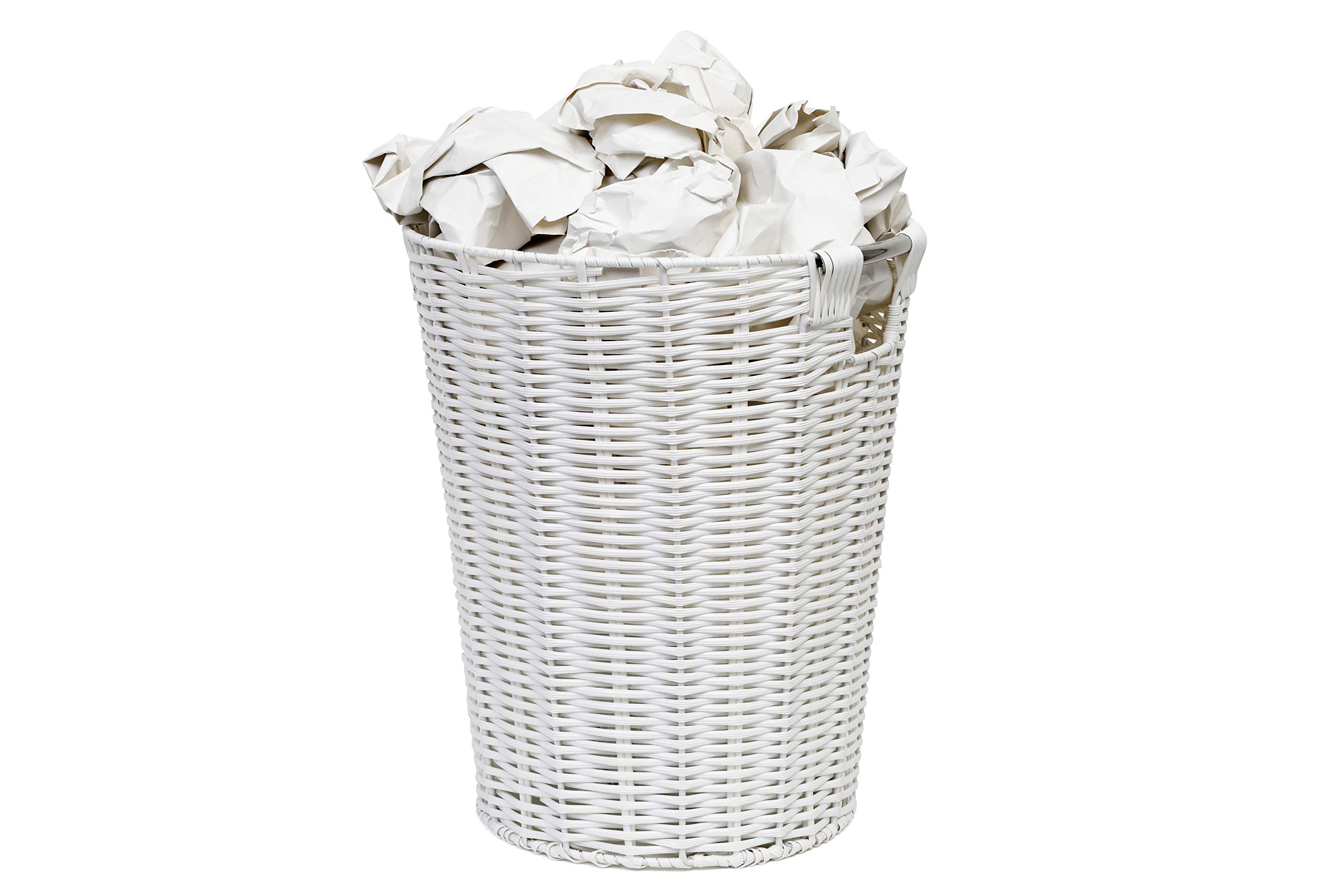 Premium White Resin Waste Paper Bin - Durable Round Trash Can for Home, Office & Hotel Use | Eco-Friendly Storage Basket for Recycling & Organization