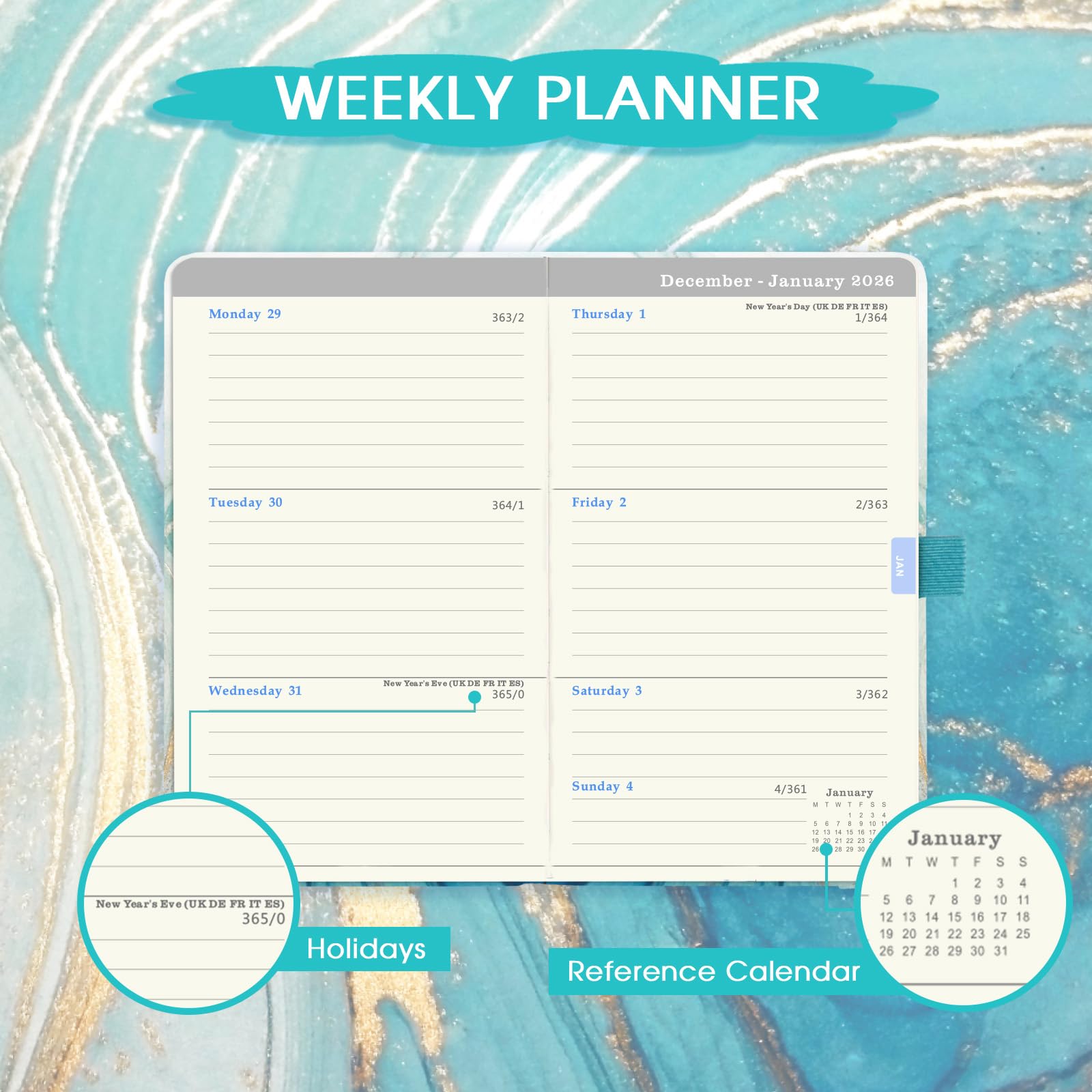 2025-2026 A6 Pocket Planner - Weekly View Diary from August 2025 to July 2026, 6.3