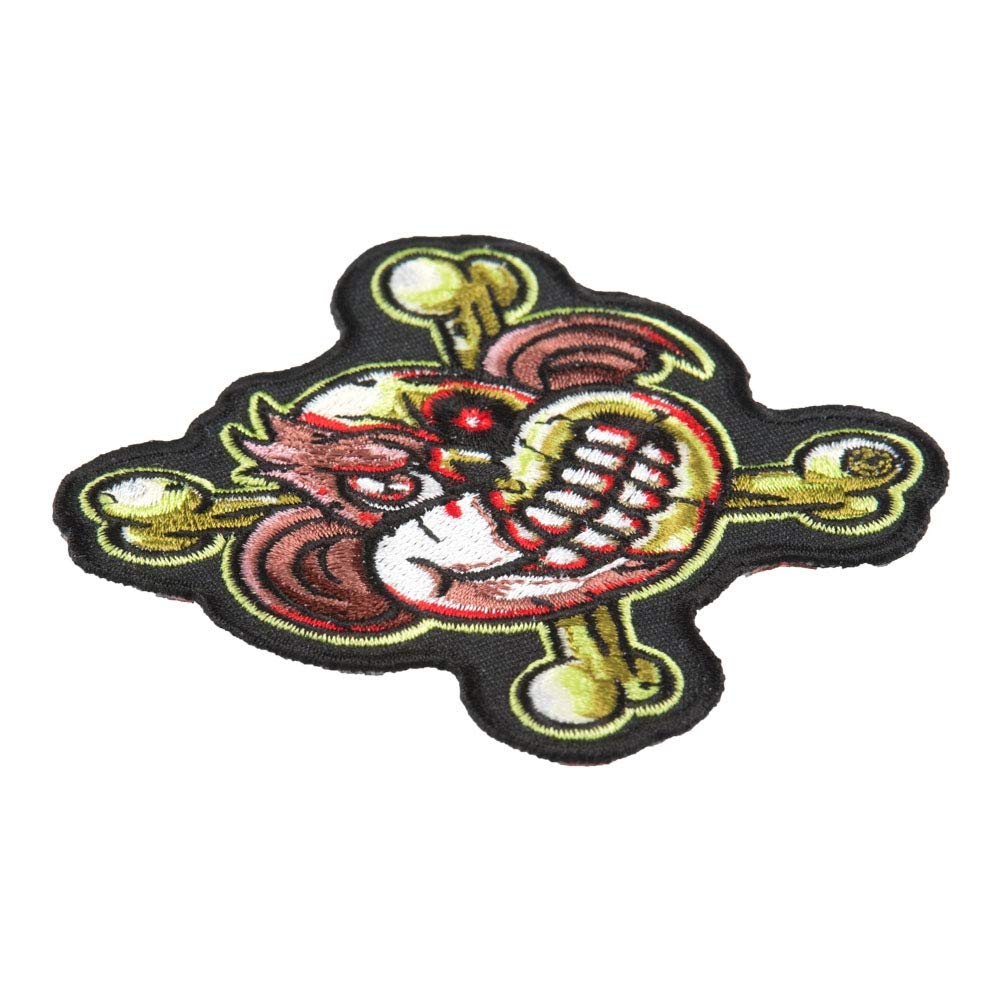 Zombie Monkey Bones Iron On Patches for Clothing & Jeans - 3x3 Inch Embroidered DIY Sew On Patches for Jackets, Bags & Accessories - Decorative Halloween Costume & Punk Style Outfit Patches