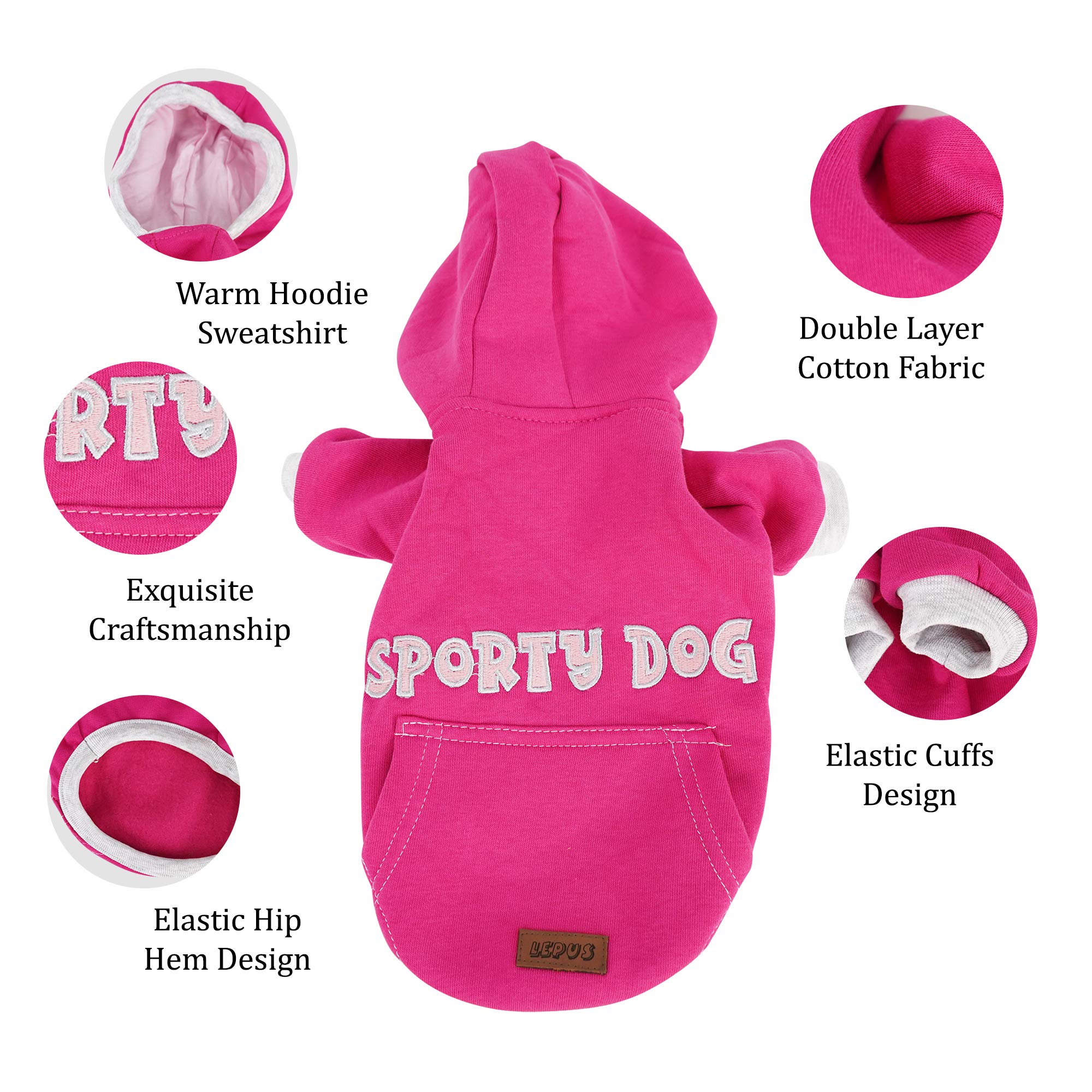 SussexHome Pets XXL Dog Hoodie - Cute Washable Dog Sweater with Full Coverage in Fuchsia - Cozy Winter Outfit for Large Dogs at Home & Outdoor Walks