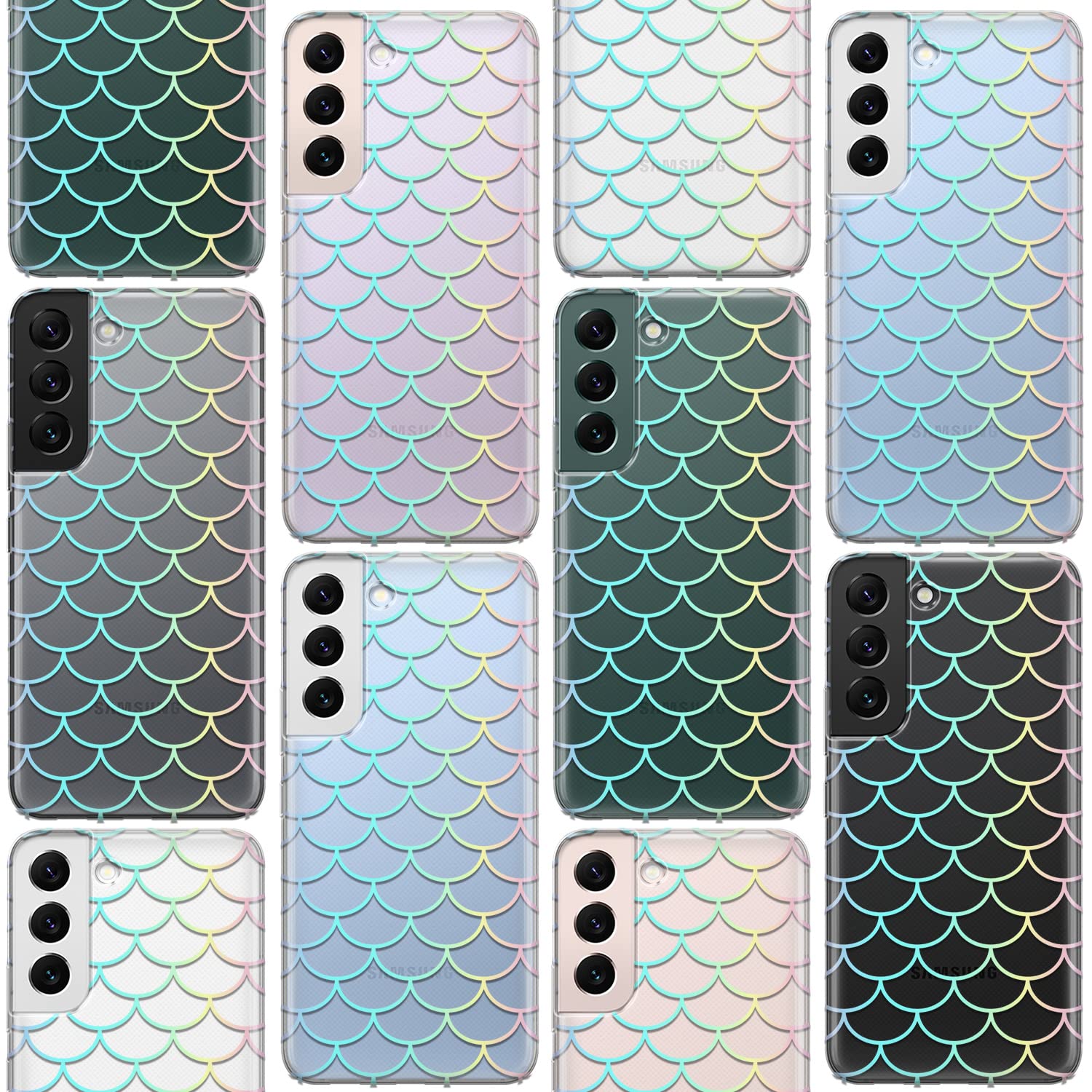 Shockproof Mermaid Scale Phone Case for Samsung Galaxy S24/S23 Ultra/S22+/S21 FE 5G/S20/Note 20 - Rainbow Transparent Protective Cover with Flexible Design | Perfect for Everyday Use, Travel & Work Protection