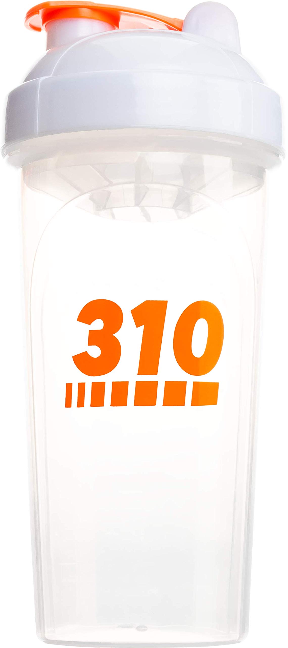 310 Nutrition Protein Shaker Bottle - 20oz BPA-Free Mixing Cup for Protein Powder, Pre Workout & Meal Replacement - Clear with White Lid - Perfect for Gym, Travel & Post-Workout Recovery