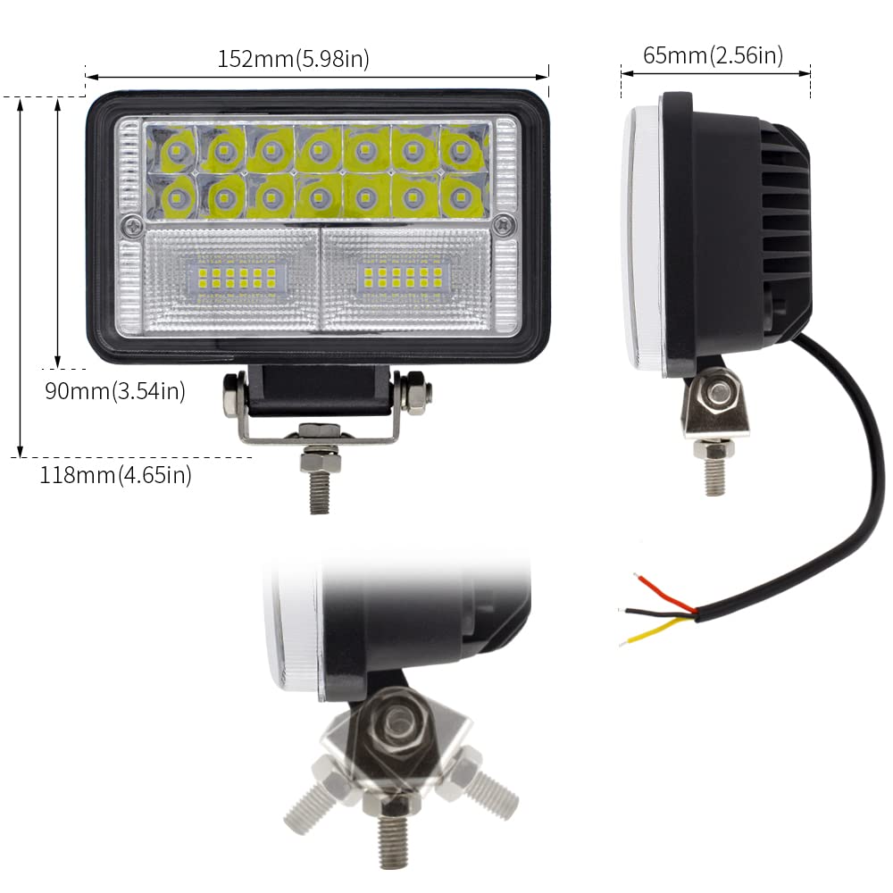 6 Inch LED Tractor Work Lights 2 Pack - Combo Beam Driving & Auxiliary Lights for Tractor, Truck, UTV, ATV, Golf Cart - Heavy Duty Off-Road & Farm Equipment Lighting
