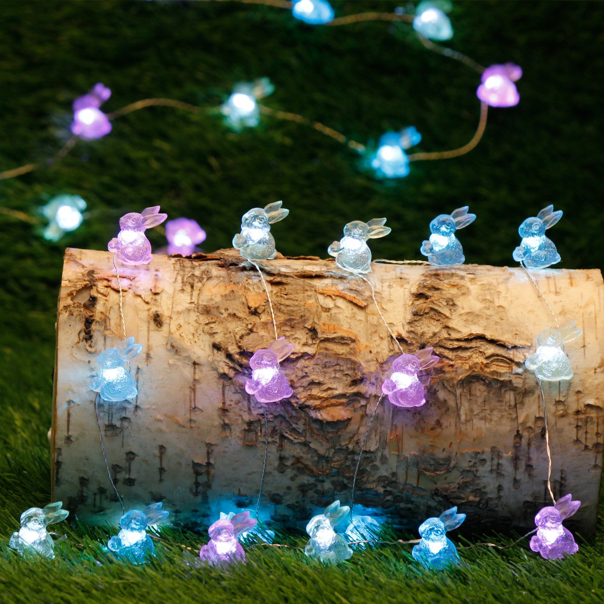 Easter Decoration Lights - Impress Life Rabbit Bunny String Lights with Remote, Battery & USB Dual Power for Indoor Outdoor Use - Perfect for Home, Party, Wedding, Camping, Birthday, Bedroom Decor