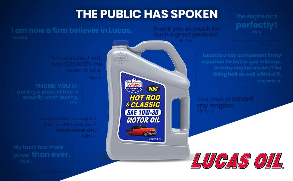 Lucas Oil 10679-3PK 10W-30 High Performance Motor Oil - 5 Quart Jug (Case of 3) for Cars, Trucks & Motorcycles | Premium Engine Protection & Lubrication
