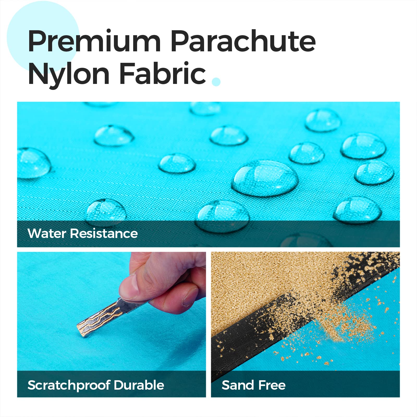 **OCOOPA Extra Large Sandproof Waterproof Beach Blanket - Picnic Mat for 8 Persons, Family Size, Sand-Free, Comfortable & Durable 210T Parachute Nylon, Lightweight with 4 Stakes & Travel Bag (S09) - Perfect for Beach, Park, Camping & Outdoor Adventures**