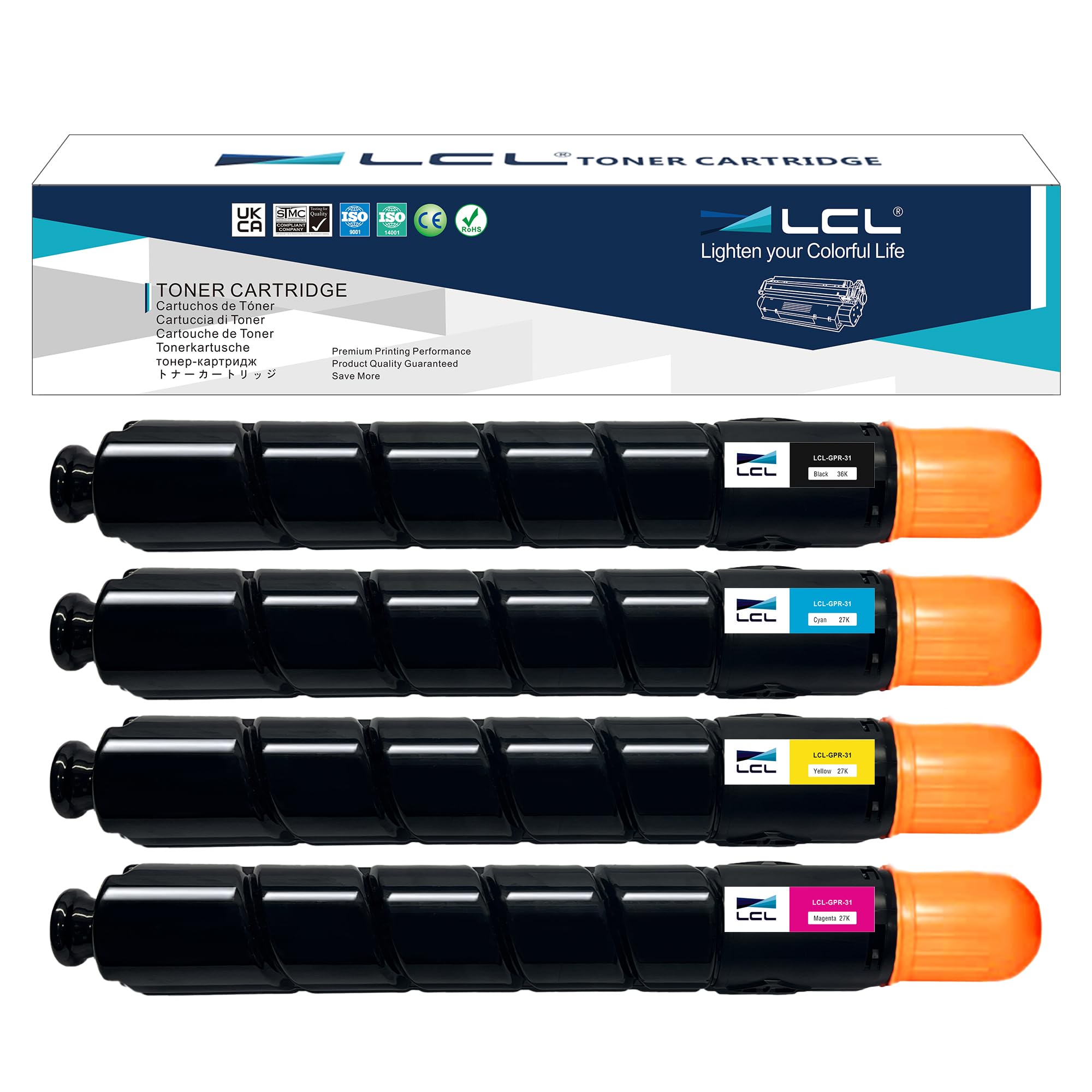 Compatible Toner Cartridge Replacement for Canon ImageRUNNER C5030/C5035/C5235/C5240 Series (KCMY) - GPR-31 2790B003AA 2802B003AA 2798B003AA 2794B003AA - High Yield Remanufactured Printer Ink for Office & Home Use