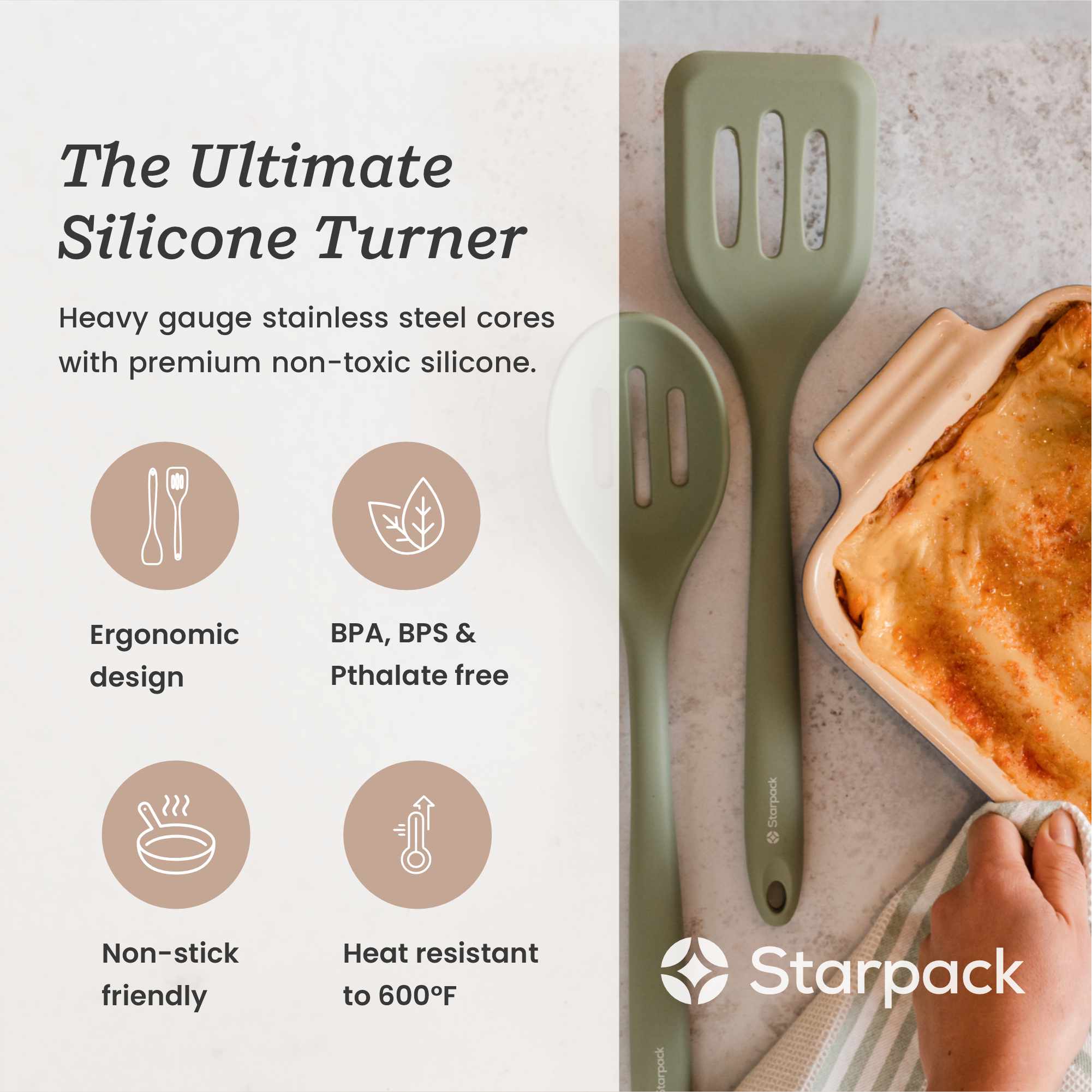 XL Silicone Turner Spatula - Heat Resistant, Non-Stick Kitchen Utensil for Flipping Pancakes, Eggs & Burgers - Perfect for Grilling, Cooking & Baking