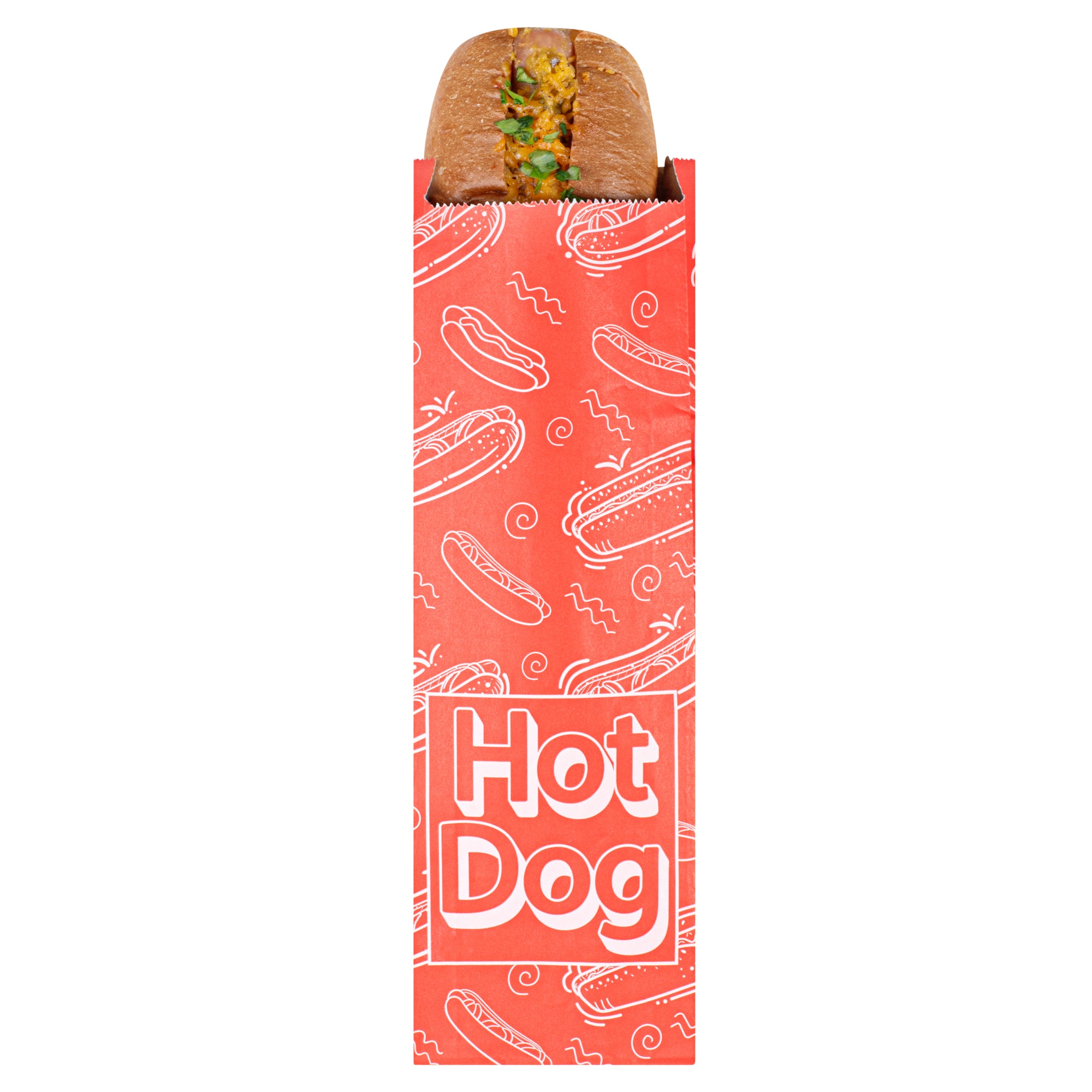 Premium Red Printed Hot Dog Foil Bags - 3.75