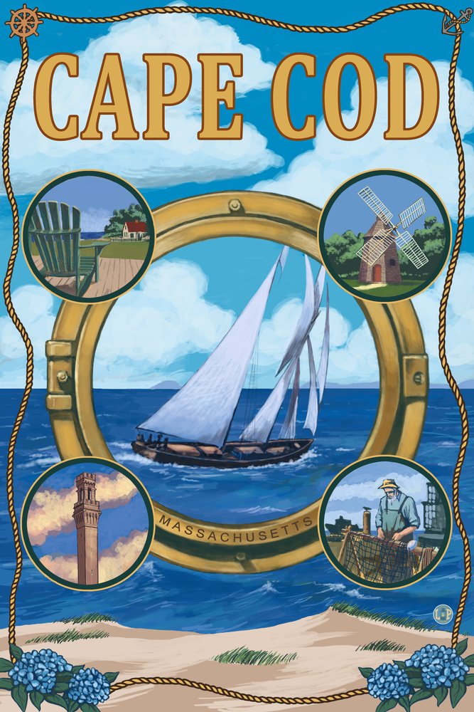 12x18 Cape Cod MA Montage Scenes - Premium Gallery Quality Metal Wall Art Decor for Home & Office - Perfect for Coastal Living Rooms, Beach Houses & Nautical Themed Spaces