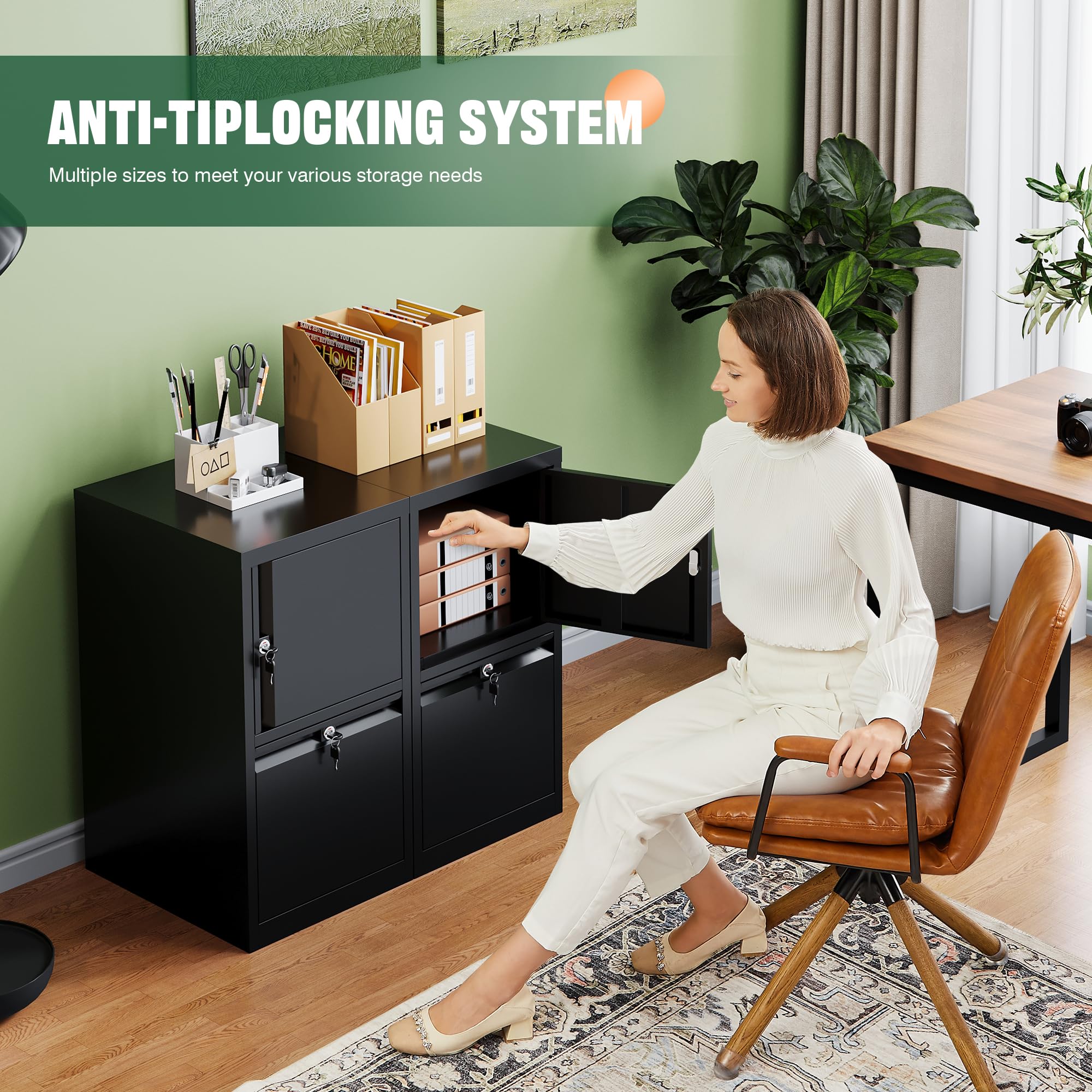 Letaya 1 Door 1 Drawer Lockable Metal File Cabinet - Home & Office Storage for A4/F4/Letter/Legal Documents - Easy Assembly - Perfect for Office Organization & Home Workspace Storage