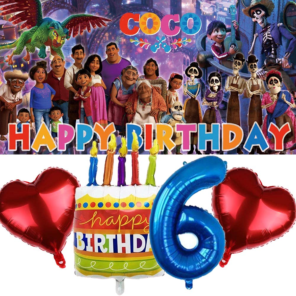 Disney COCO 6th Birthday Party Supplies Set - Decorations, Banner, Backdrop, Balloons & Favors for Mexican Themed Celebration | Perfect for Kids' Birthday, Themed Parties & Family Gatherings