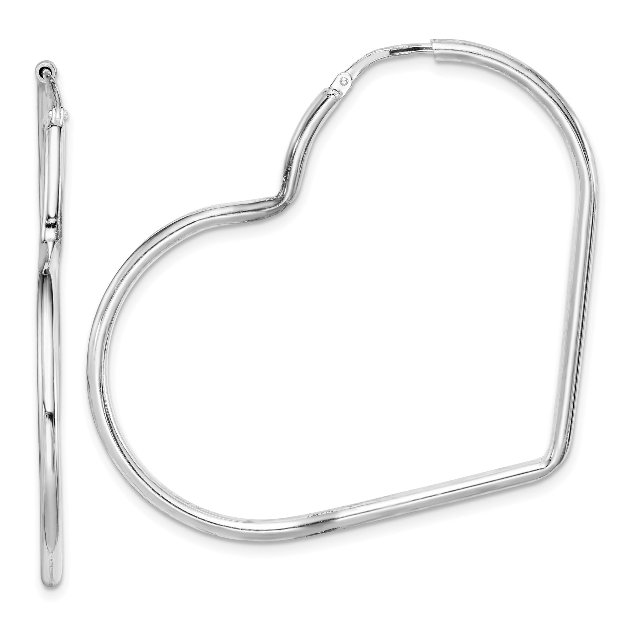 925 Sterling Silver 2mm Heart Love Round Extra Large Hoop Earrings for Women - Elegant Valentine's Day Gift, Anniversary Present, Romantic Date Night Jewelry