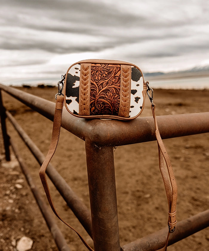Montana West Genuine Leather Tooled Whipstitch Crossbody Bag for Women - Stylish & Durable Everyday Purse for Work, Travel & Shopping