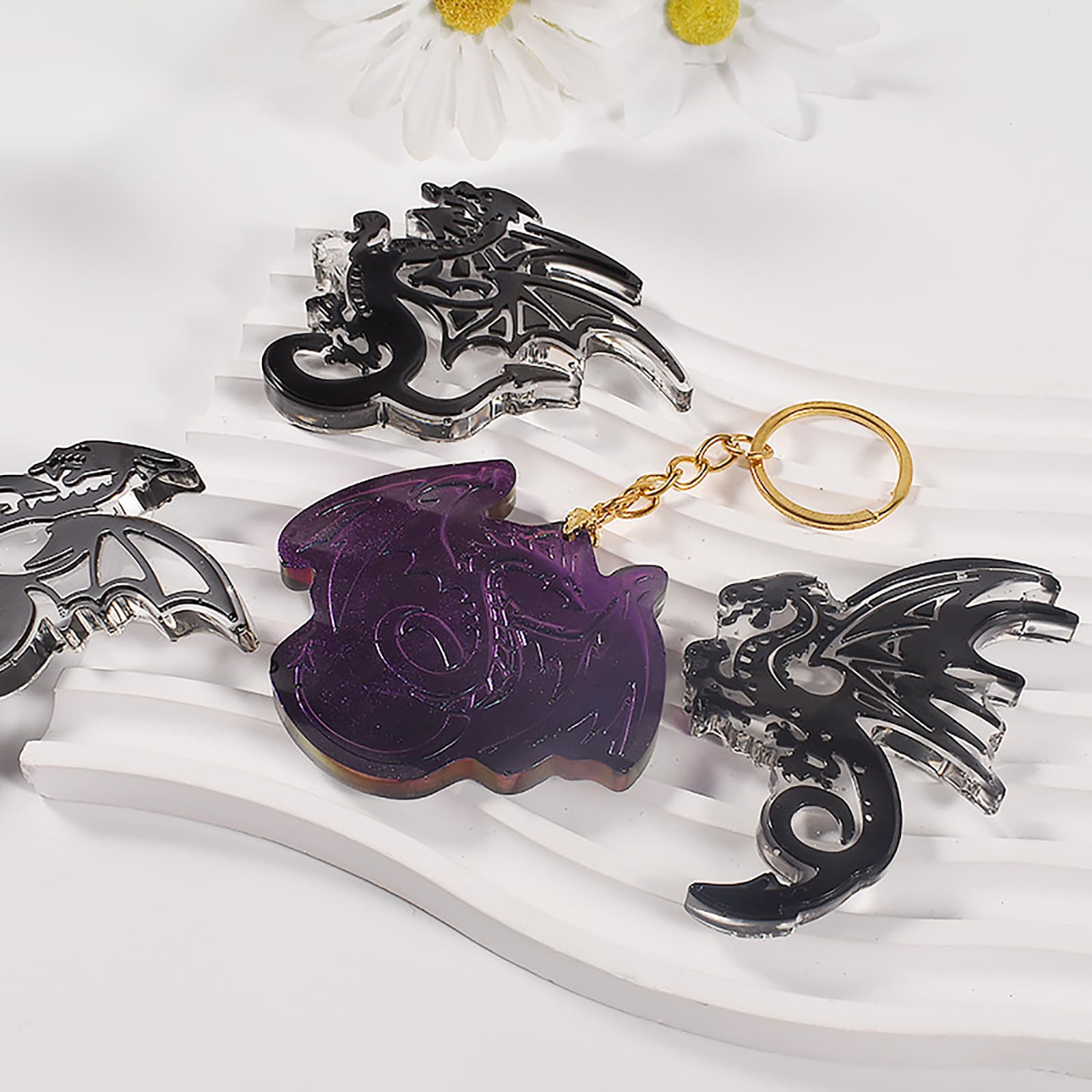 2 Pack Dragon Keychain Resin Mold - 9 Cavities Each - Multiple Style - Pendant - Resin Casting Silicone Molds for Home Decor & Candle Making - Perfect for DIY Crafts, Jewelry Making, and Gift Ideas