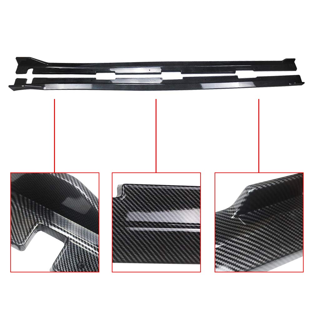 NINTE Carbon Fiber Side Skirts for 2016-2020 Honda Civic 10th Gen Sedan - PP Extension Lip Rocker Panels - Enhance Style & Aerodynamics for Street & Show Cars