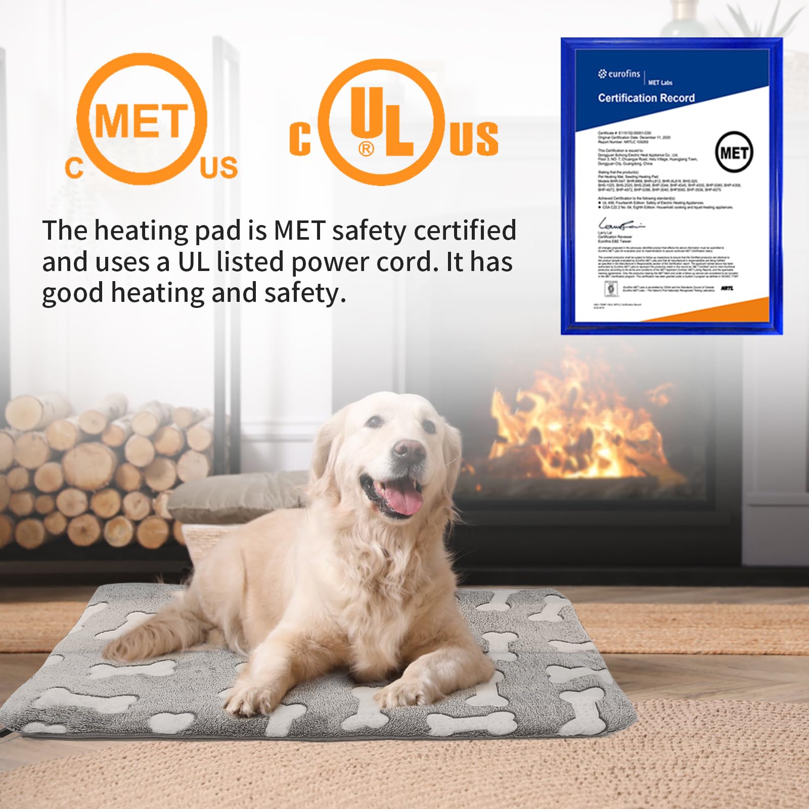 Best Large Dog Heating Pad with Upgraded Normally Open Temperature Controller - 34x21 Inch Pet Heating Mat for Dogs & Cats, Includes Plush Cover (Blue Paw) - Perfect for Cold Weather, Arthritis Relief & Indoor Pet Comfort
