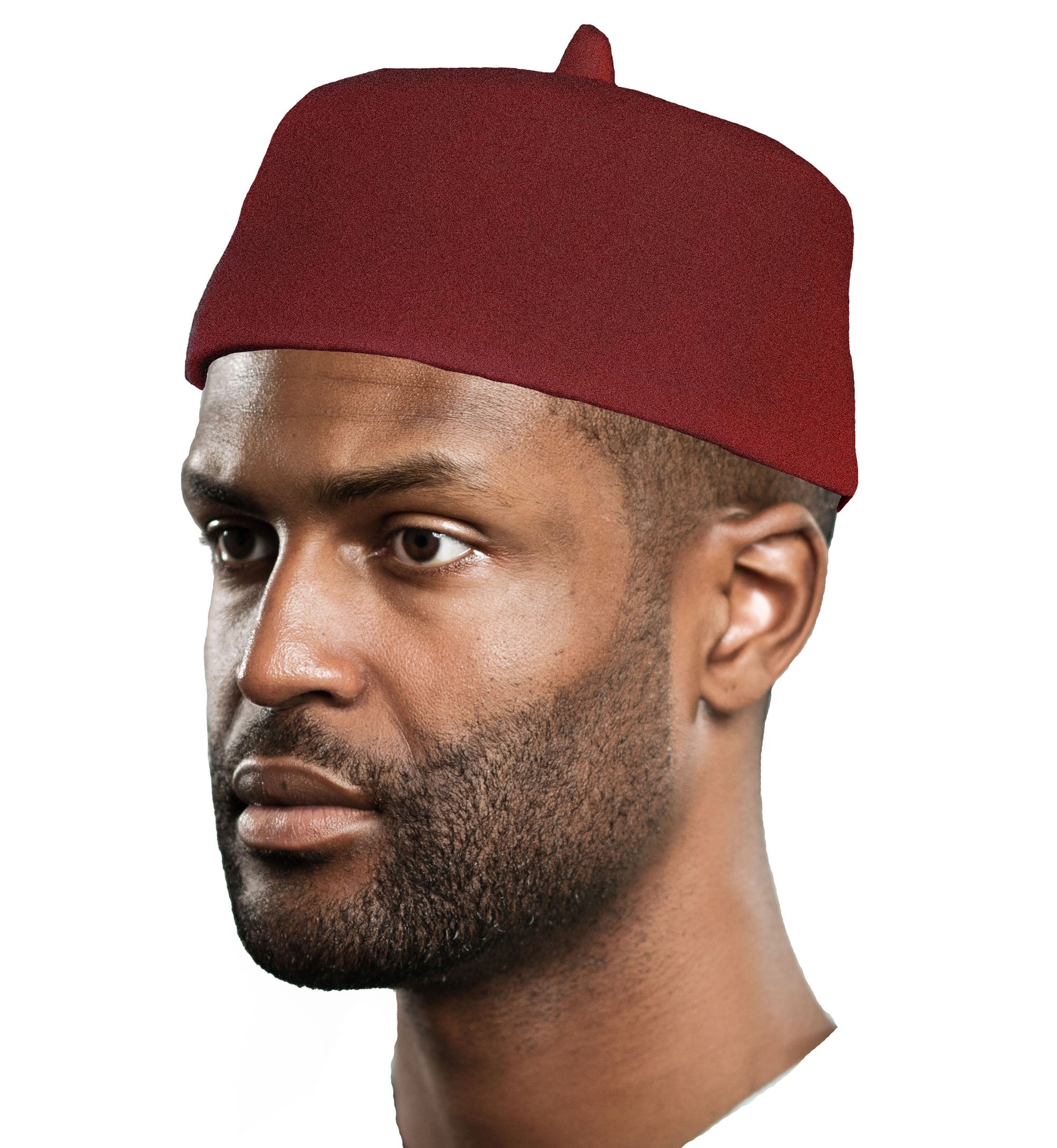 Authentic Maroon Wool Felt Igbo Cap | Traditional African Fez Kufi Hat for Men | Perfect for Weddings, Cultural Events & Religious Ceremonies