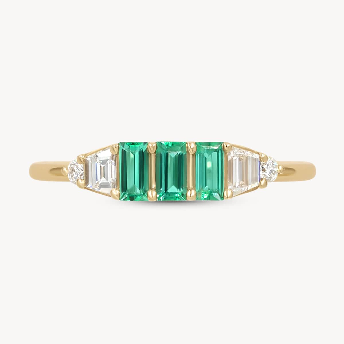 Emerald Trinity Ring - 14K Gold Plated Sterling Silver Stackable Ring for Women - Perfect for Engagement, Anniversary, and Everyday Wear
