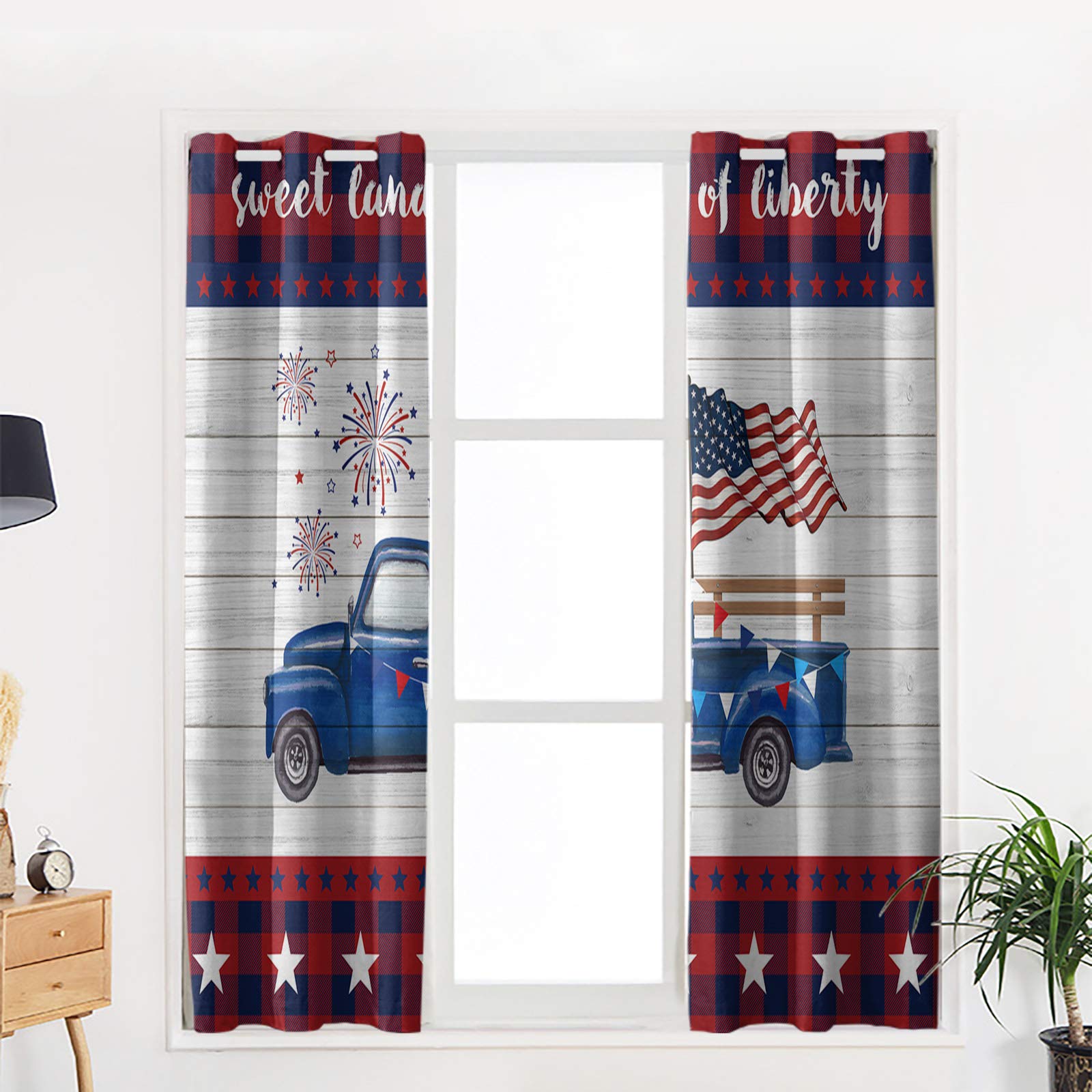 American Flag Blackout Curtains for Bedroom & Living Room - Thermal Insulated Room Darkening Window Drapes with Grommet Top (2 Panels, 42x84 Inch) - Perfect for Home Decor, Nursery & Home Theater