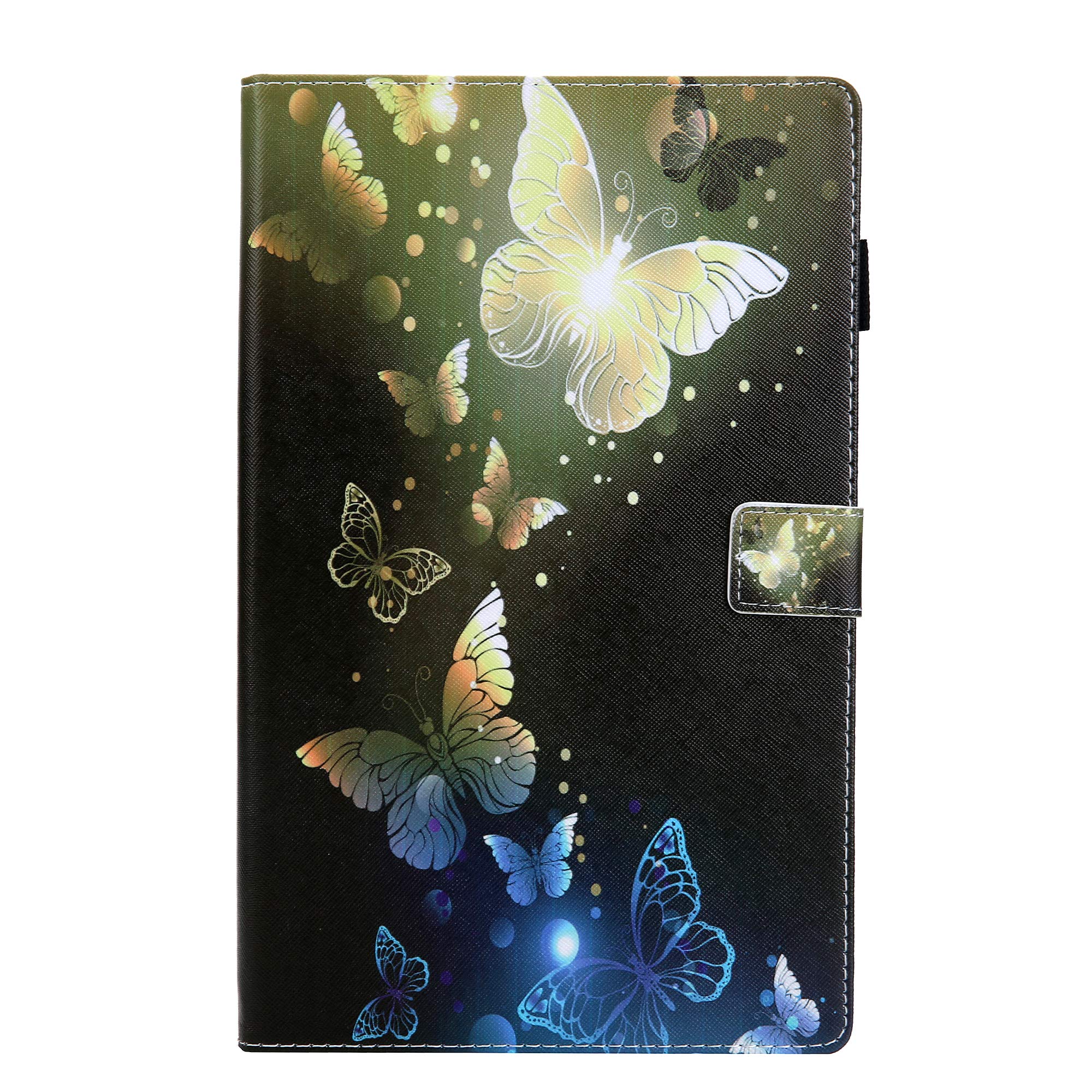 Premium PU Leather Smart Case for iPad 10.5 / iPad Air 3 (2019) / iPad Pro 10.5 (2017) - Auto Sleep/Wake, Stand Function & Pencil Holder - Gold Blue Butterfly Design - Perfect for Work, Study & Travel Protection