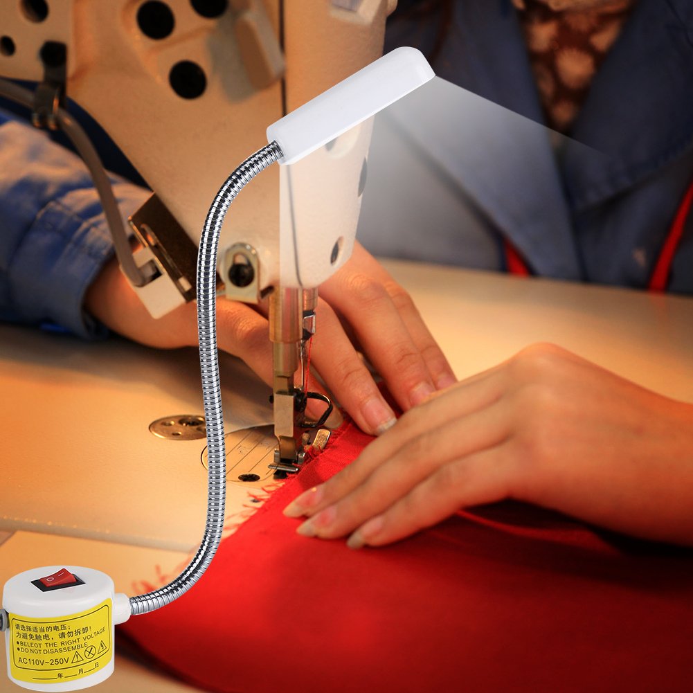 Zerodis 12 LED Magnetic Sewing Machine Light with Flexible Gooseneck, AC110-250V USB Lamp for Home Crafting & Sewing Projects - Perfect for Quilting, Embroidery & Nighttime Repair Work