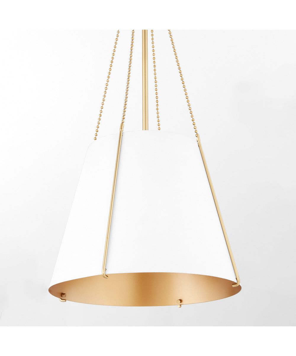 1 Light Pendant Studio White with Aged Brass Finish - Modern Ceiling Light Fixture for Living Room, Kitchen, or Dining Area