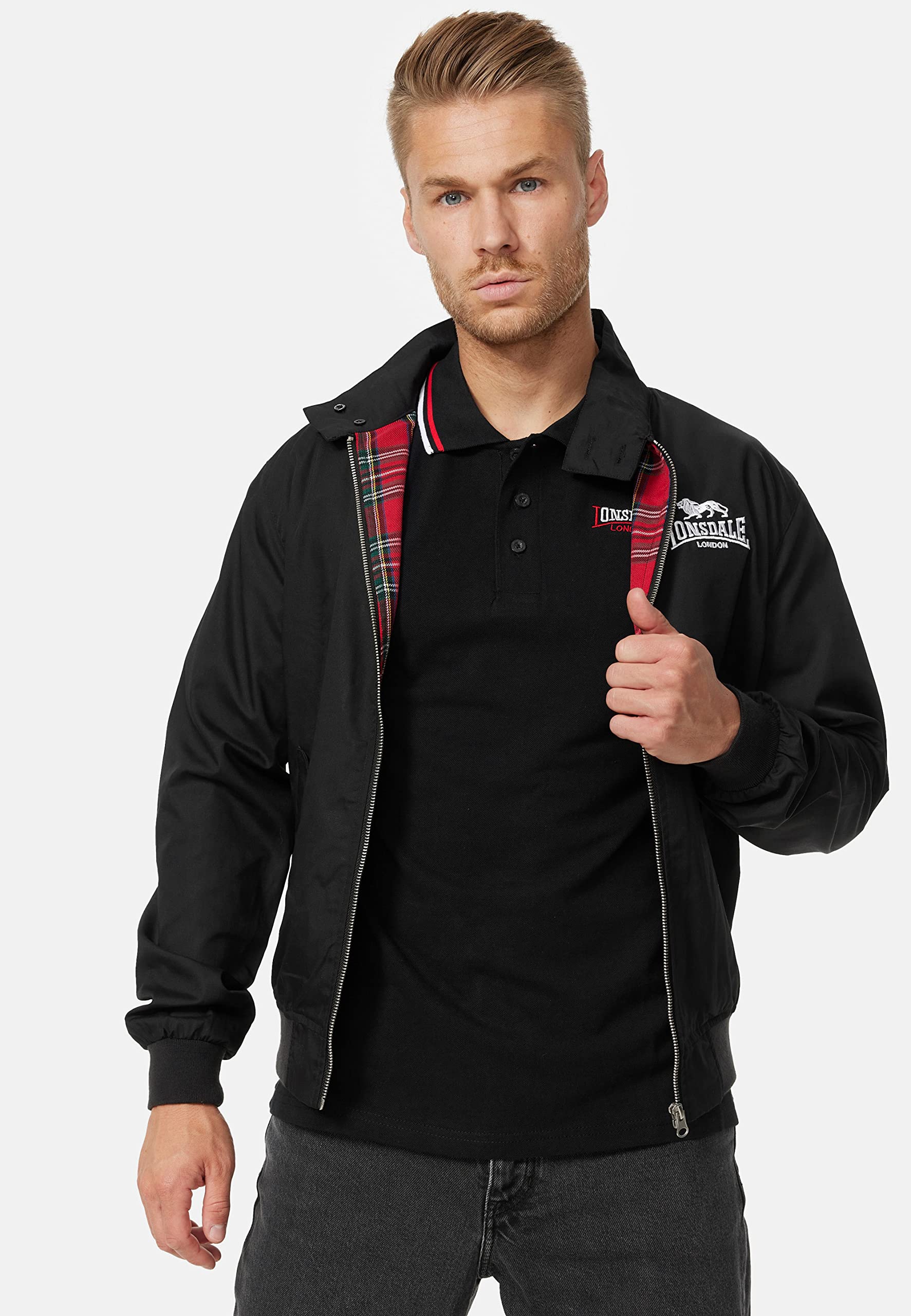 Lonsdale Men's Acton Jacket - Black, Size XL | Water-Resistant Winter Coat for Outdoor Activities & Casual Wear
