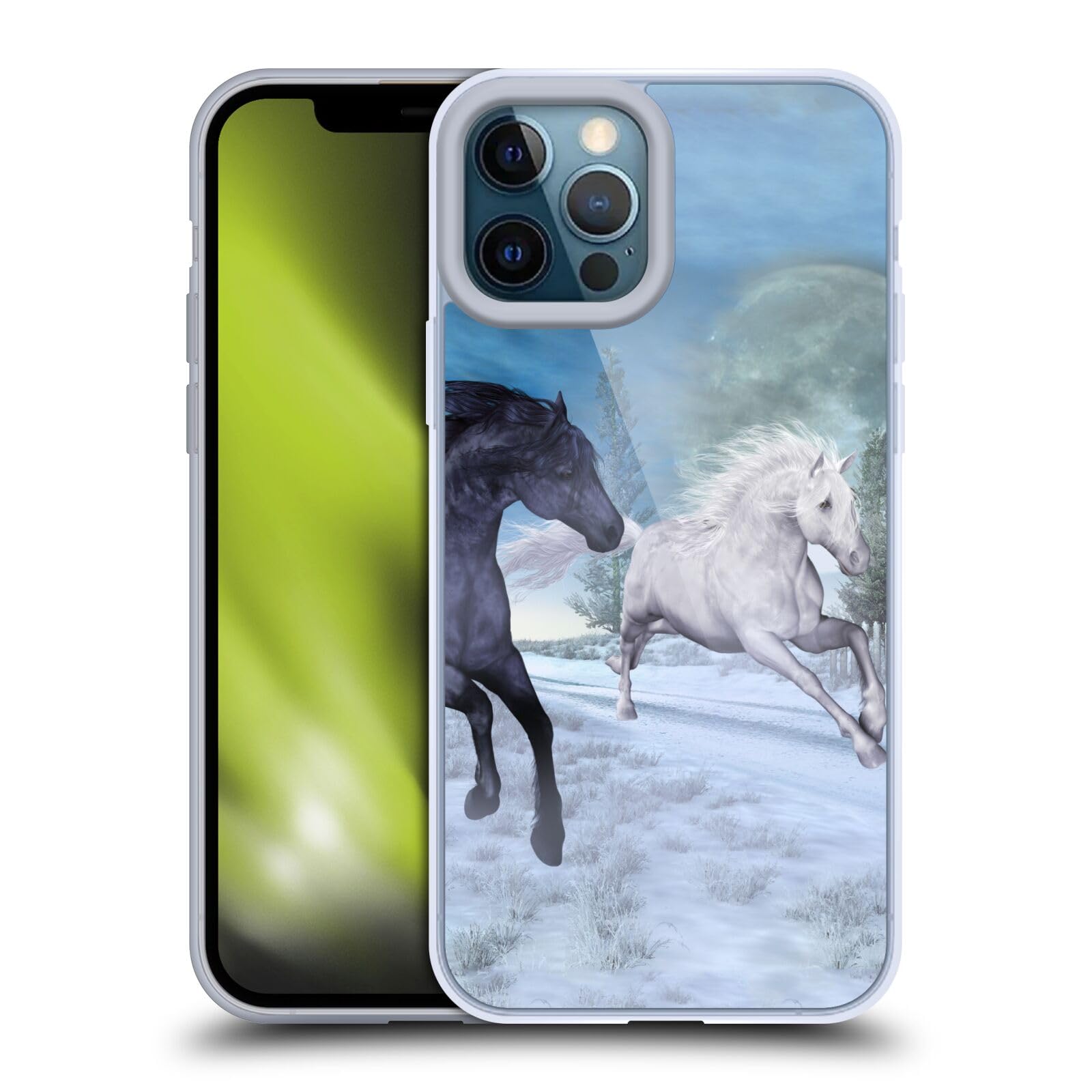Officially Licensed Simone Gatterwe Freedom in The Snow Horses Soft Gel Case for Apple iPhone 12 Pro Max - Durable Protective Phone Cover with Artistic Design, Perfect for Outdoor Adventures and Everyday Use