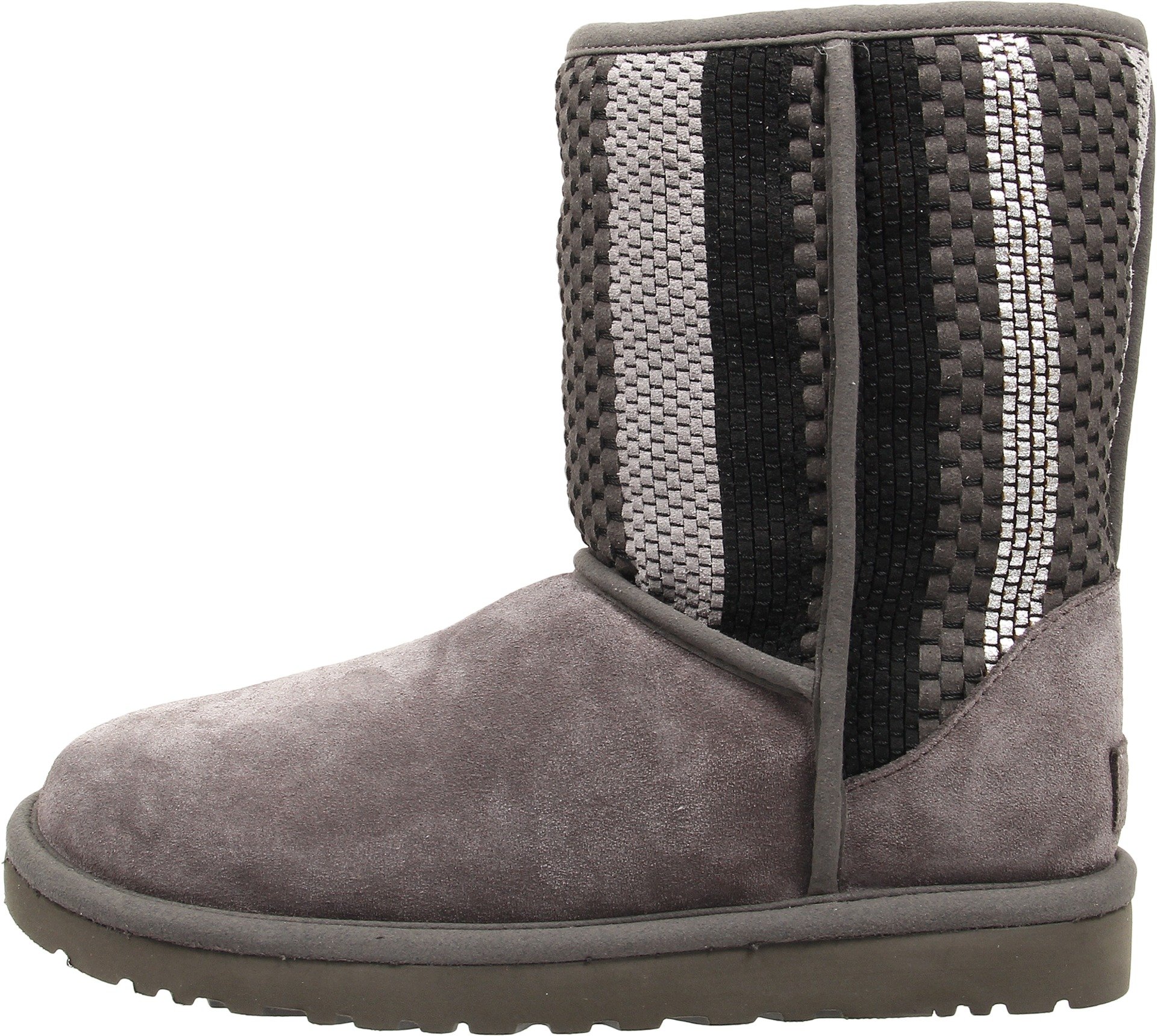 UGG Women's Classic Short Woven Suede Boots - Waterproof Winter Boots for Women, Comfortable Warm Snow Boots with Suede Upper - Perfect for Cold Weather, Snow Days & Casual Outfits