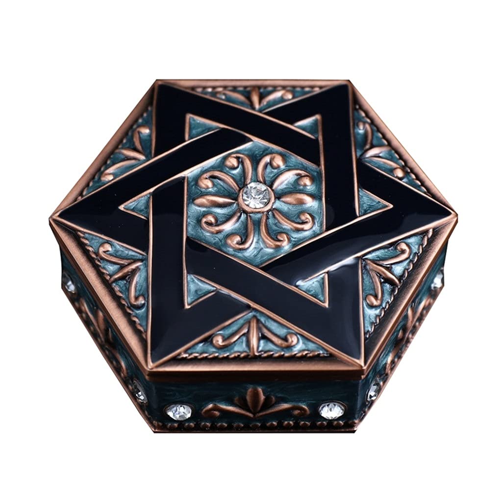 Vintage Hexagram Jewelry Box - Small Jewelry Organizer for Rings, Necklaces & Accessories | Perfect for Travel, Gifts & Home Storage