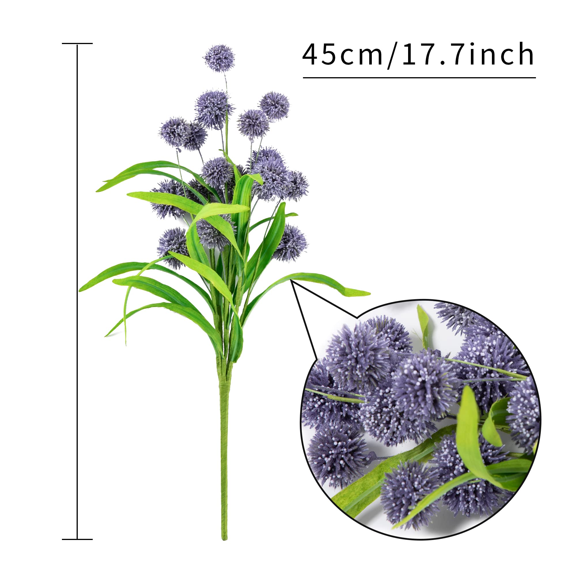 Artificial Billy Button Flowers - Faux Thistle Globe Echinops Bouquet (2 Pack) | Fake Silk Greenery Plants for DIY Home Decor, Wedding Centerpieces & Table Arrangements