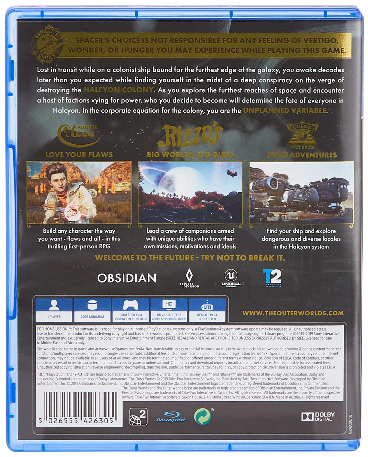 The Outer Worlds - PlayStation 4 Game | Action RPG Sci-Fi Adventure | Explore Alien Planets & Make Story Choices - Perfect for Sci-Fi Fans & RPG Gamers