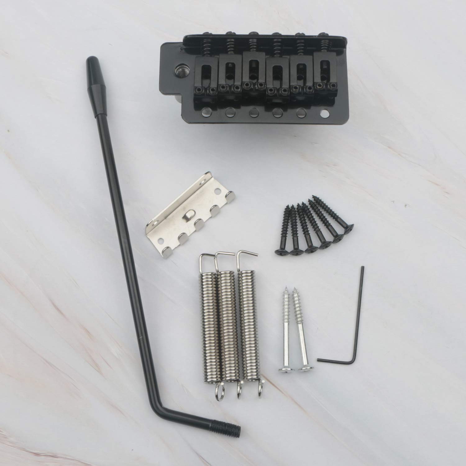 Premium 6-String Electric Guitar Tremolo Bridge System with Whammy Bar - Black Replacement Tailpiece for Stratocaster Style Guitars | Perfect for Rock, Blues & Live Performances