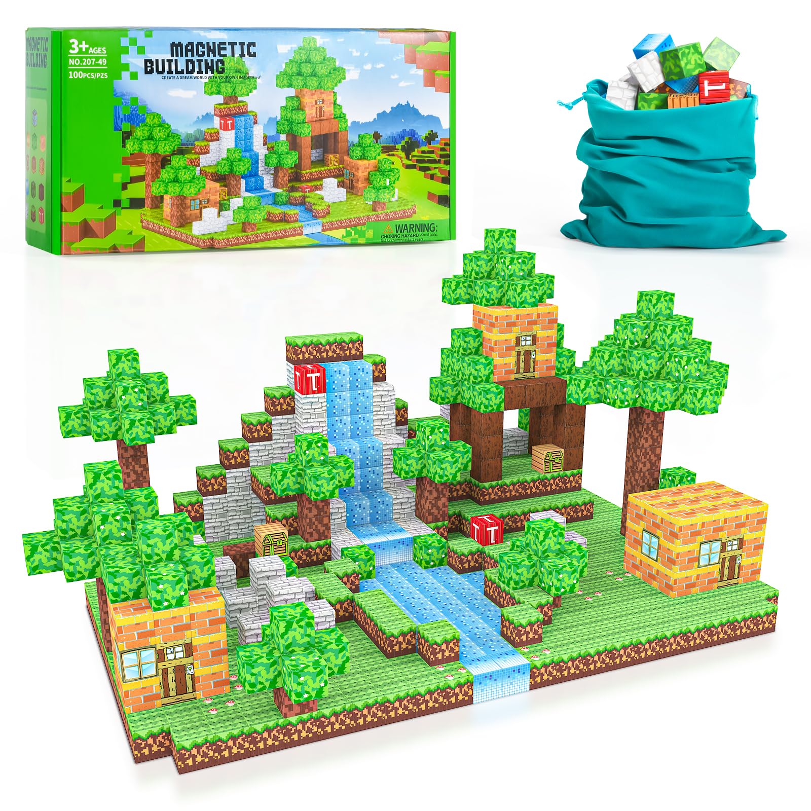 100PCS Magnetic Building Blocks - STEM Educational Toys for Kids Ages 3-9, Sensory Learning Games for Toddlers & Preschoolers | Perfect Christmas Birthday Gift for Boys & Girls | Encourage Creativity & Early STEM Development at Home or Classroom