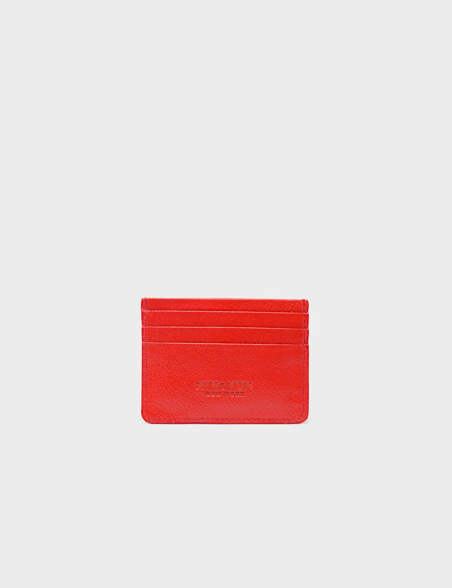 Filium Poppy Red Leather Cardholder with All Over Eyes Embroidery - Slim RFID Blocking Wallet for Credit Cards & Cash - Perfect for Everyday Use, Travel, and Gifts