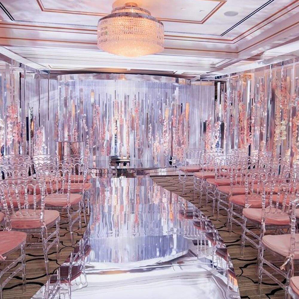 4×66 ft Double Sided Silver Mirror Aisle Runner - Wedding Decorations Rug for Indoor/Outdoor Ceremonies, Graduation Parties & Birthday Events - Perfect for Aisle Walk, Photo Backdrops & Venue Decor