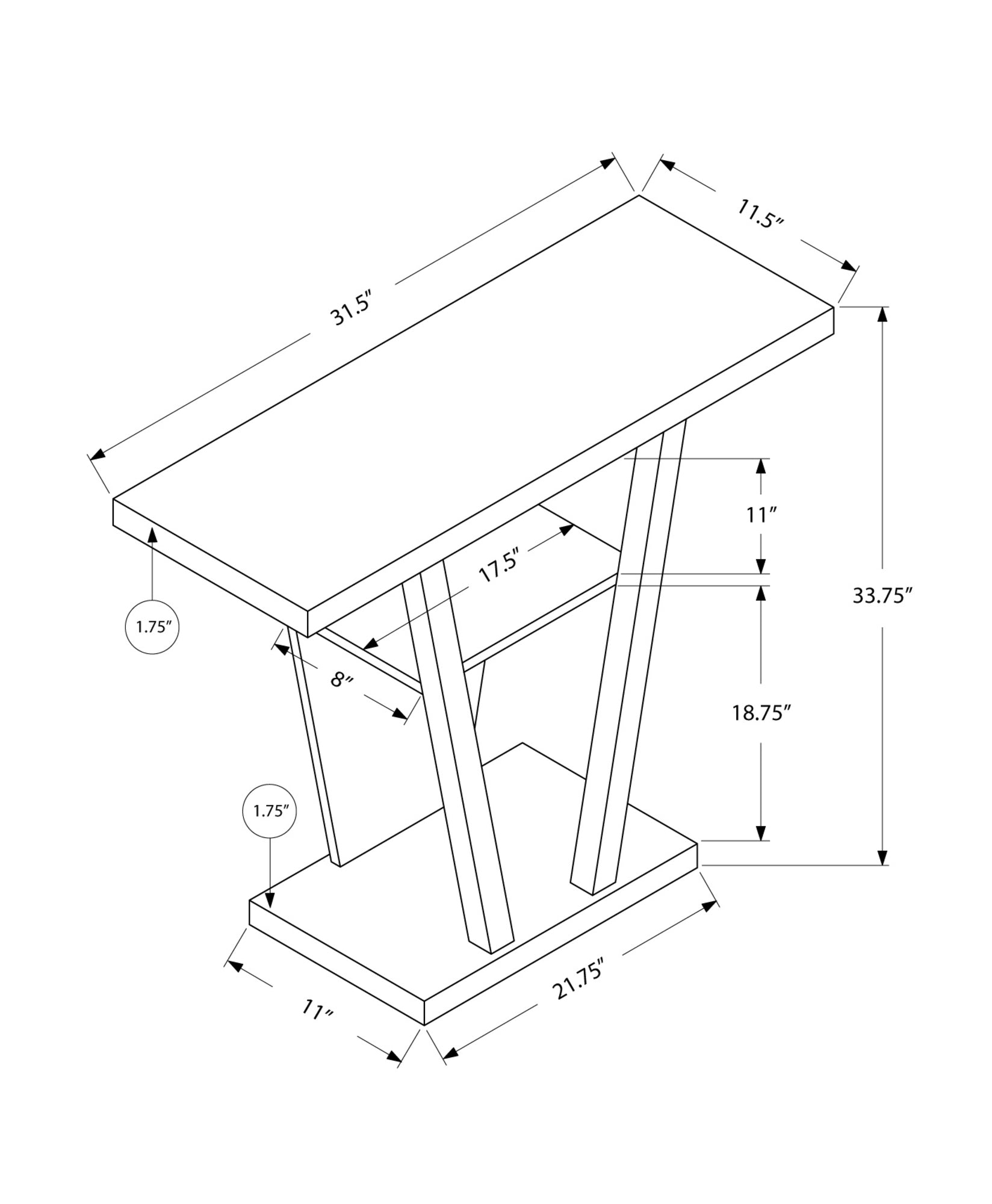 Modern White Accent Console Table 32