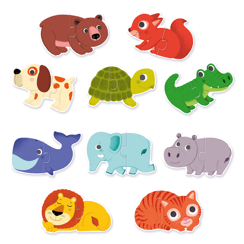Duo Animals 20-Piece Toddler Puzzle Set by Djeco – Fun & Educational Wooden Puzzle for Kids Ages 2-4 – Perfect for Early Learning, Motor Skills & Family Game Night