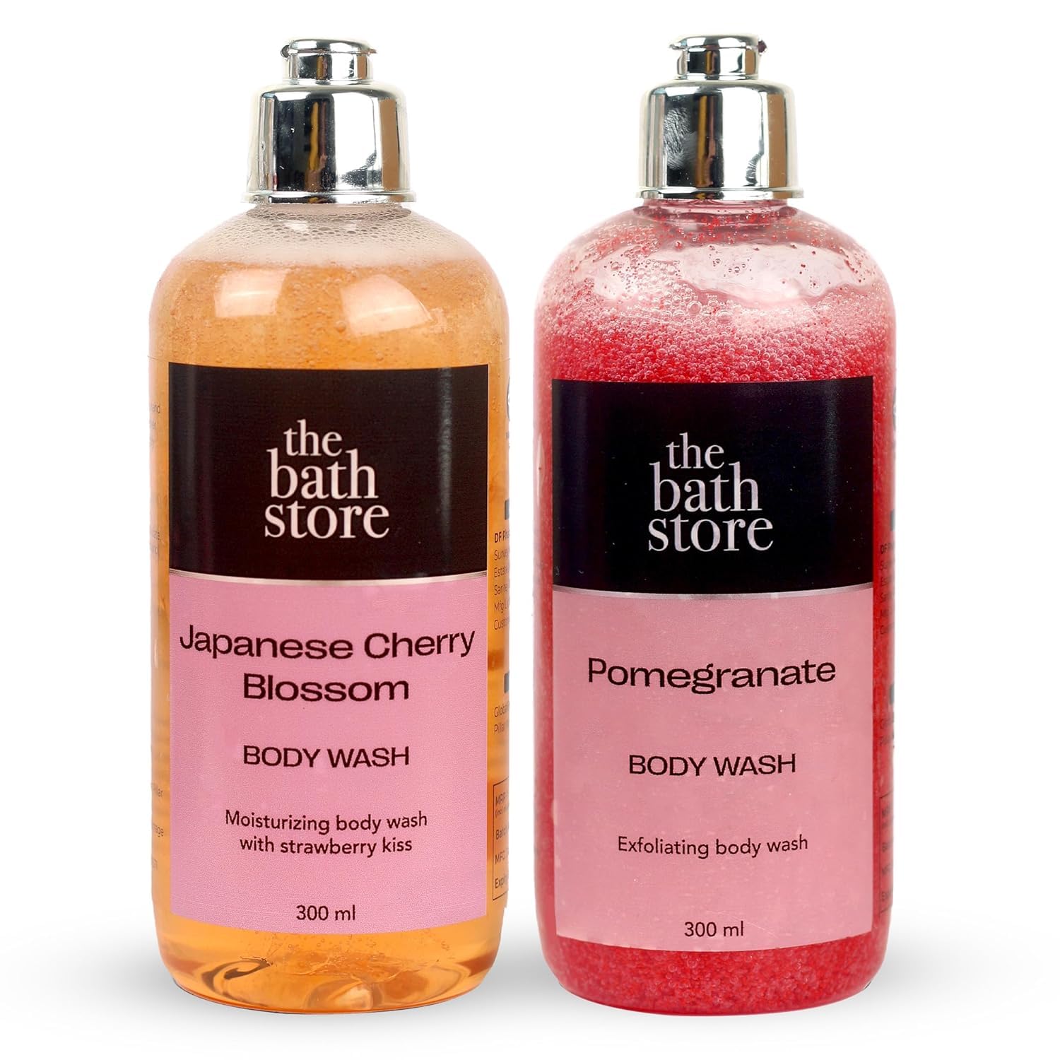 Exfoliating Body Wash for Dry & Oily Skin - Pomegranate & Cherry Blossom Scented Shower Gel (Pack of 2 x 300ml) | Tan Removal & Hydrating Formula for Women & Men | Perfect for Daily Shower, Spa Day & Post-Workout Refreshment