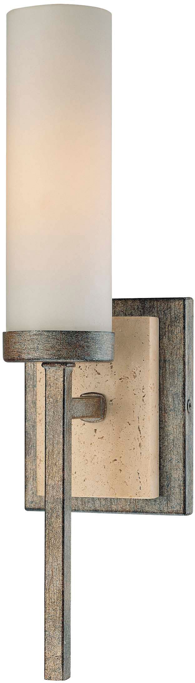 Minka Lavery 4460-273 Wall Sconce Light Fixture - 1 Light 60W Aged Patina Iron Glass Wall Lamp for Living Room, Bedroom & Hallway Lighting