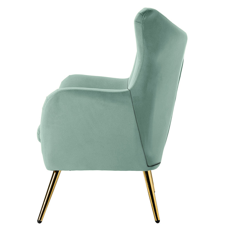 Luxury Isabelle Wingback Velvet Upholstered Armchair - High Back Accent Chair with Sturdy Metal Legs for Living Room, Bedroom & Office Decor